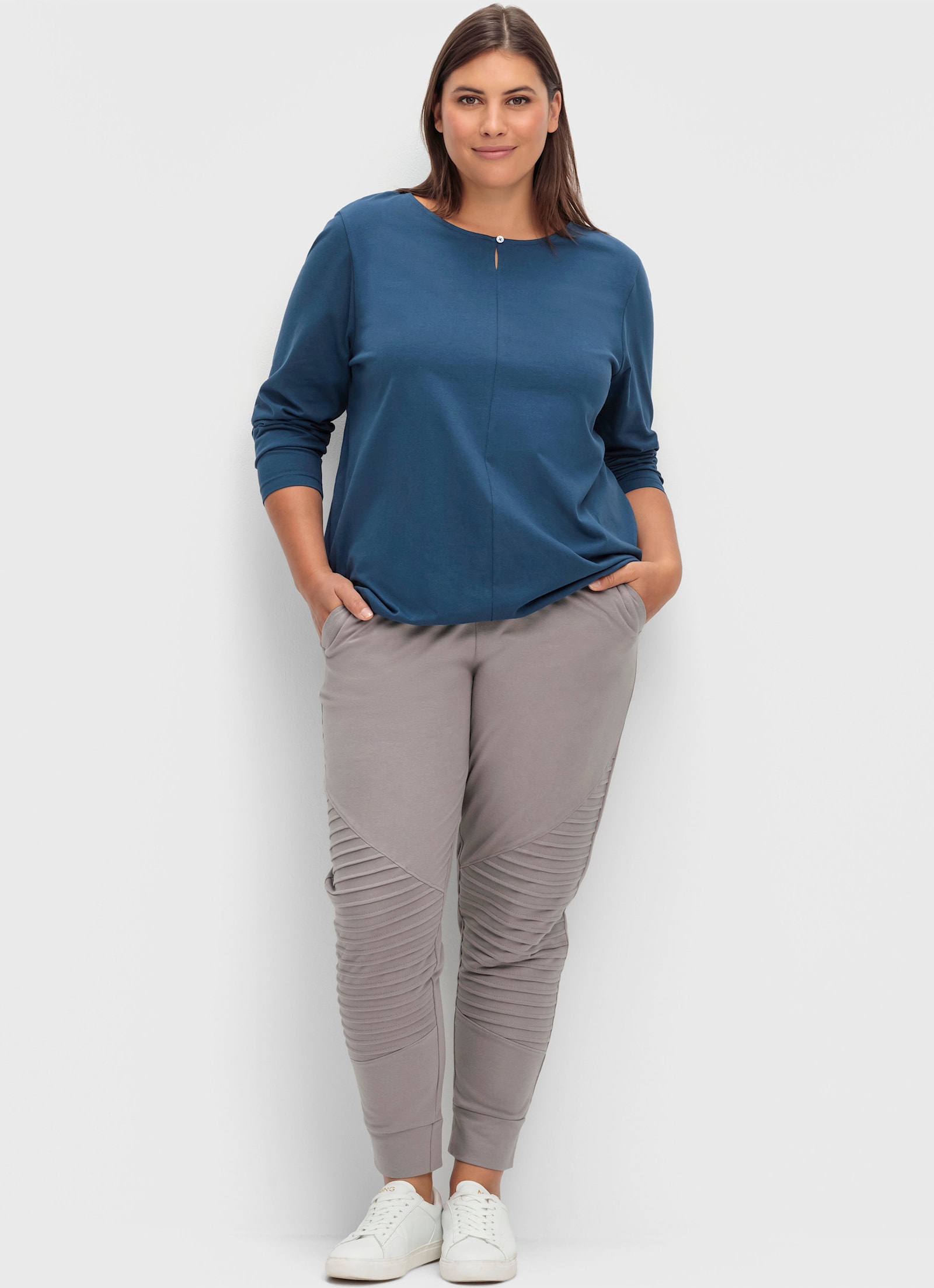 Langarmshirt mit elastischem Saum - dunkelblau