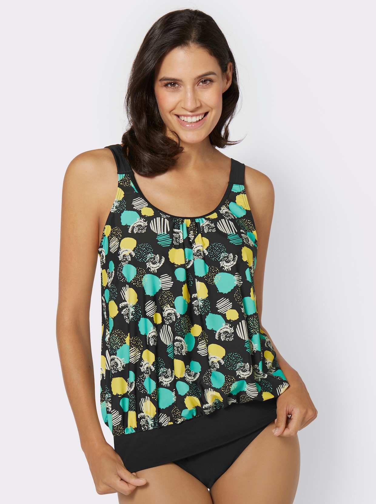 feel good Tankini-Oberteil - schwarz-mint-gemustert