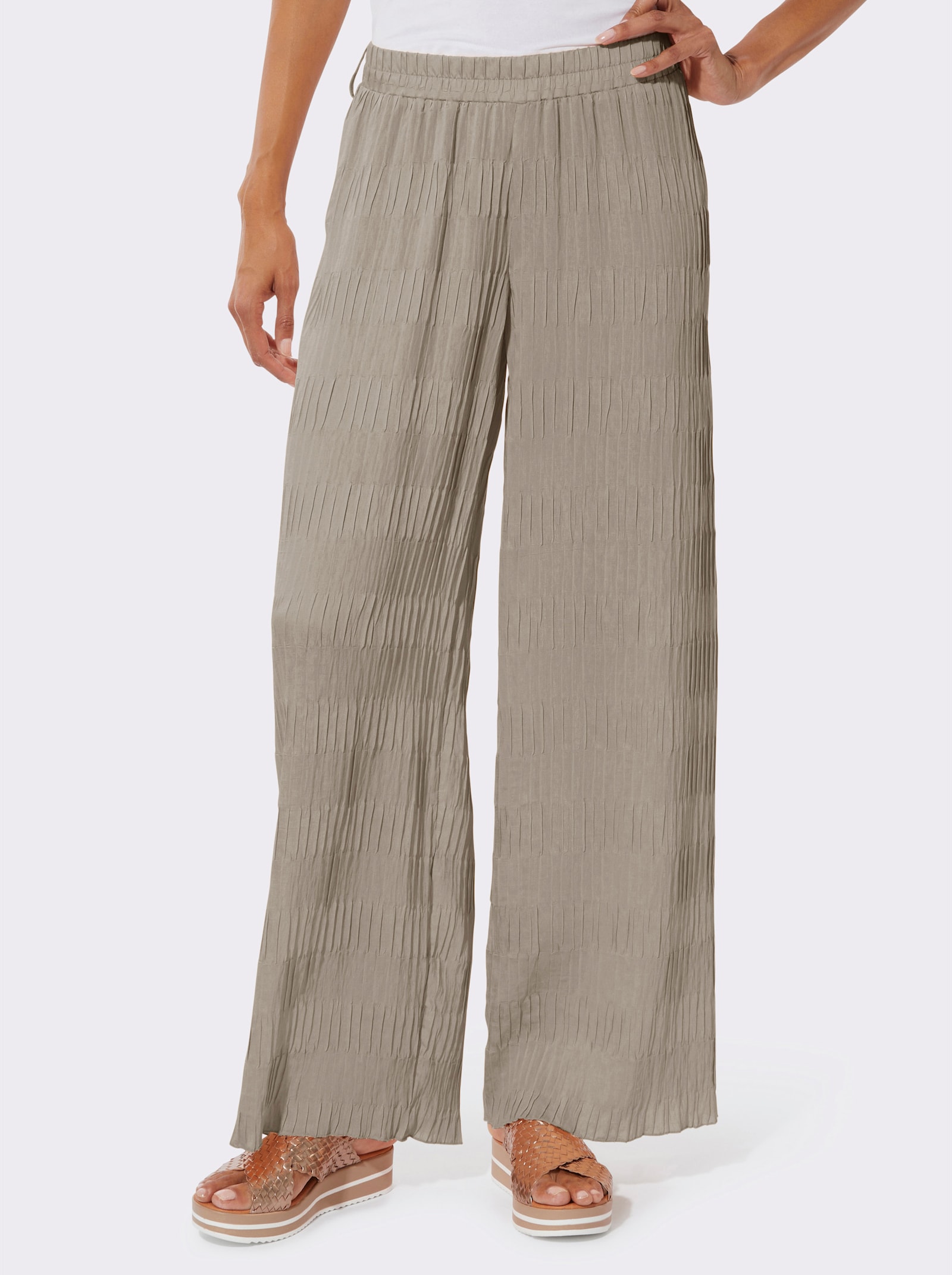 Schlupfhose mit weiten Beinen - sesam