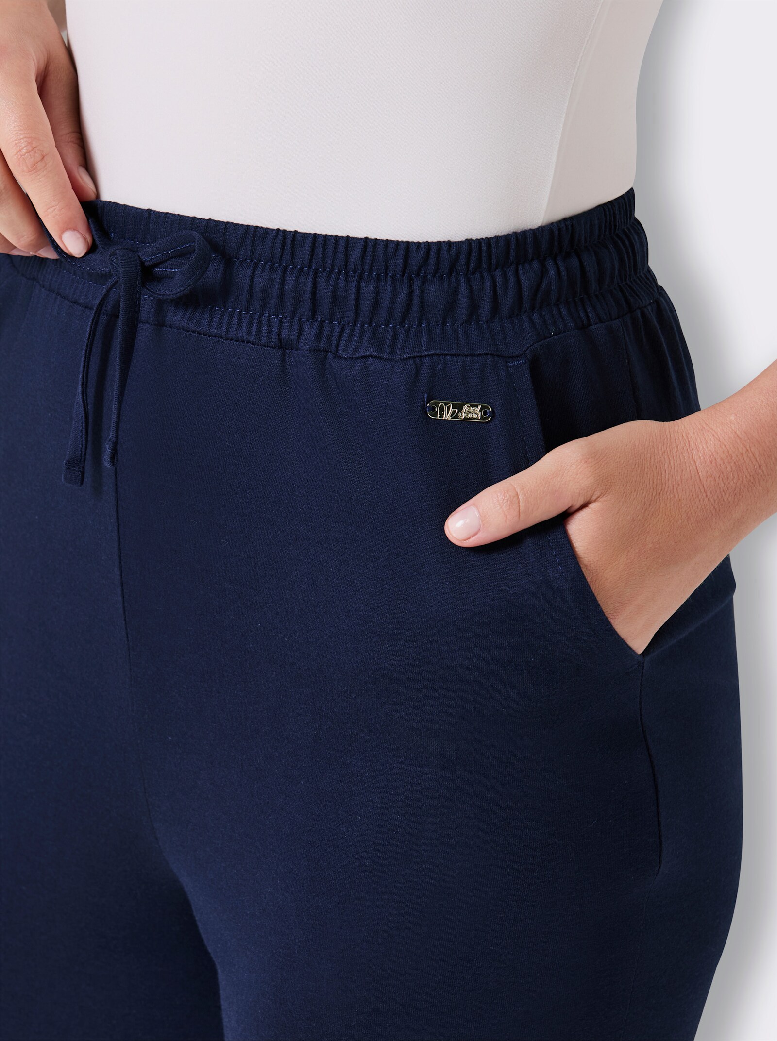 feel good Capri-Hosen - marine + grau-meliert