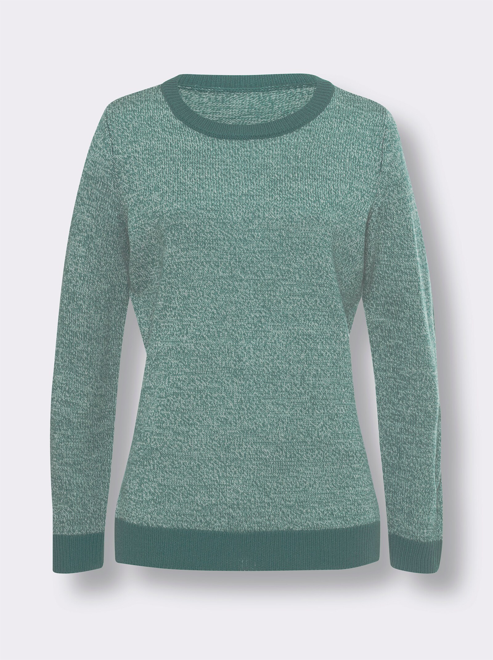 Pullover met ronde hals in gemêleerde look - groen/champagne gemêleerd