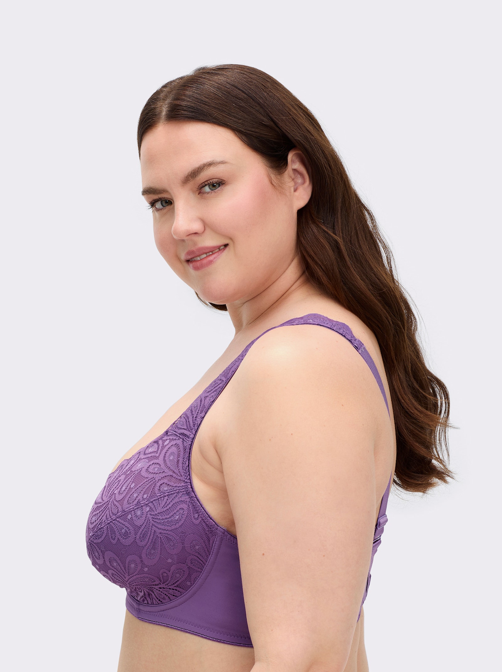 wäschepur Komfort-BH ohne Bügel mit Spitzen-Verzierung - lila