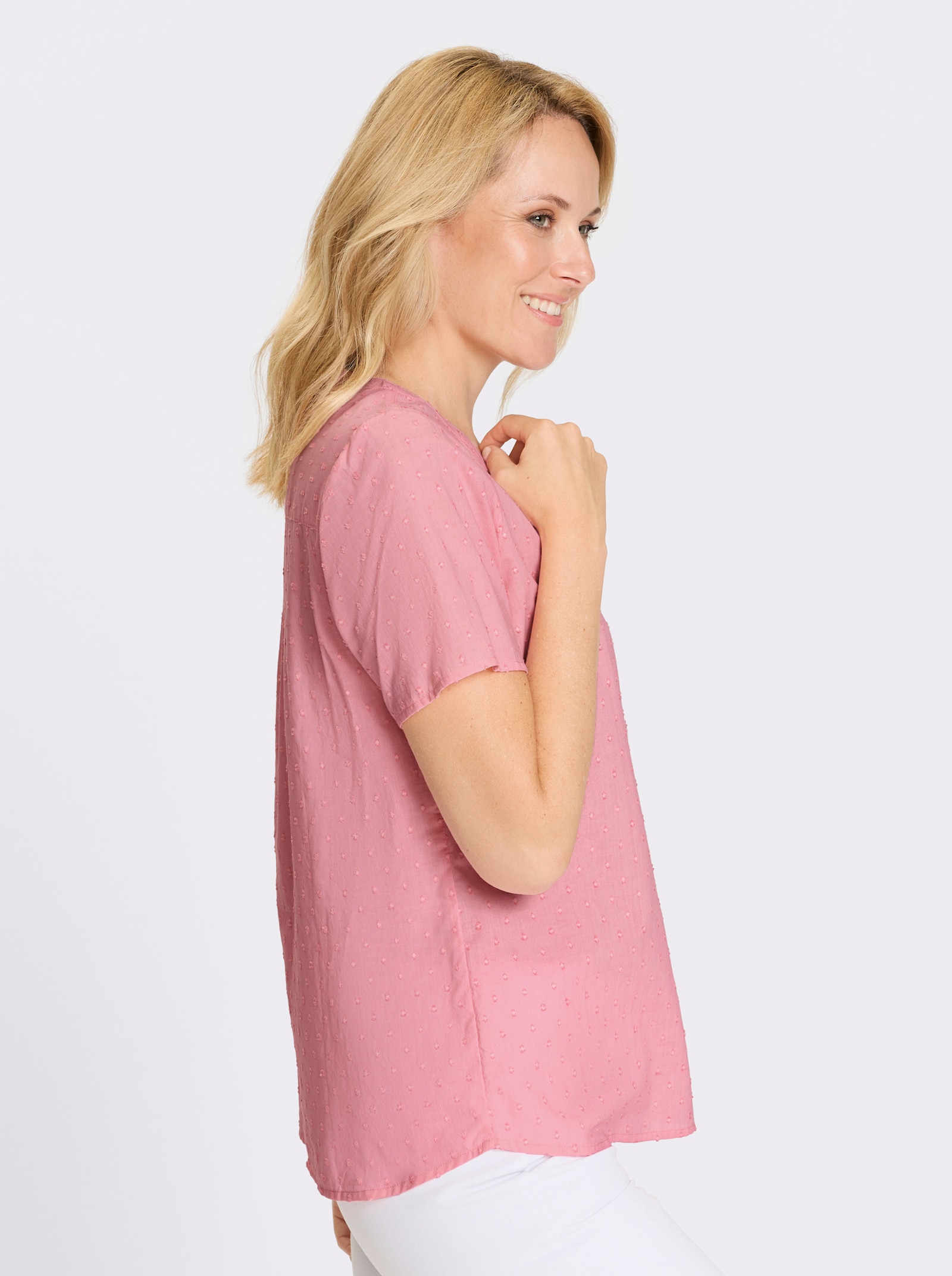 Blúzka, krátke rukávy, štruktúra - ružové drevo