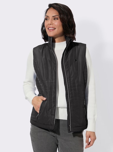 Steppweste mit Zippertaschen - schwarz