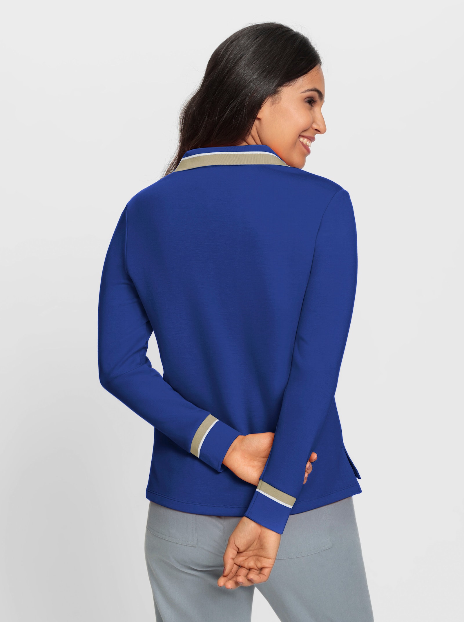 Polokošeľa s kontrast.akcent. - Kráľ.modrá-piesk. vzorovaná