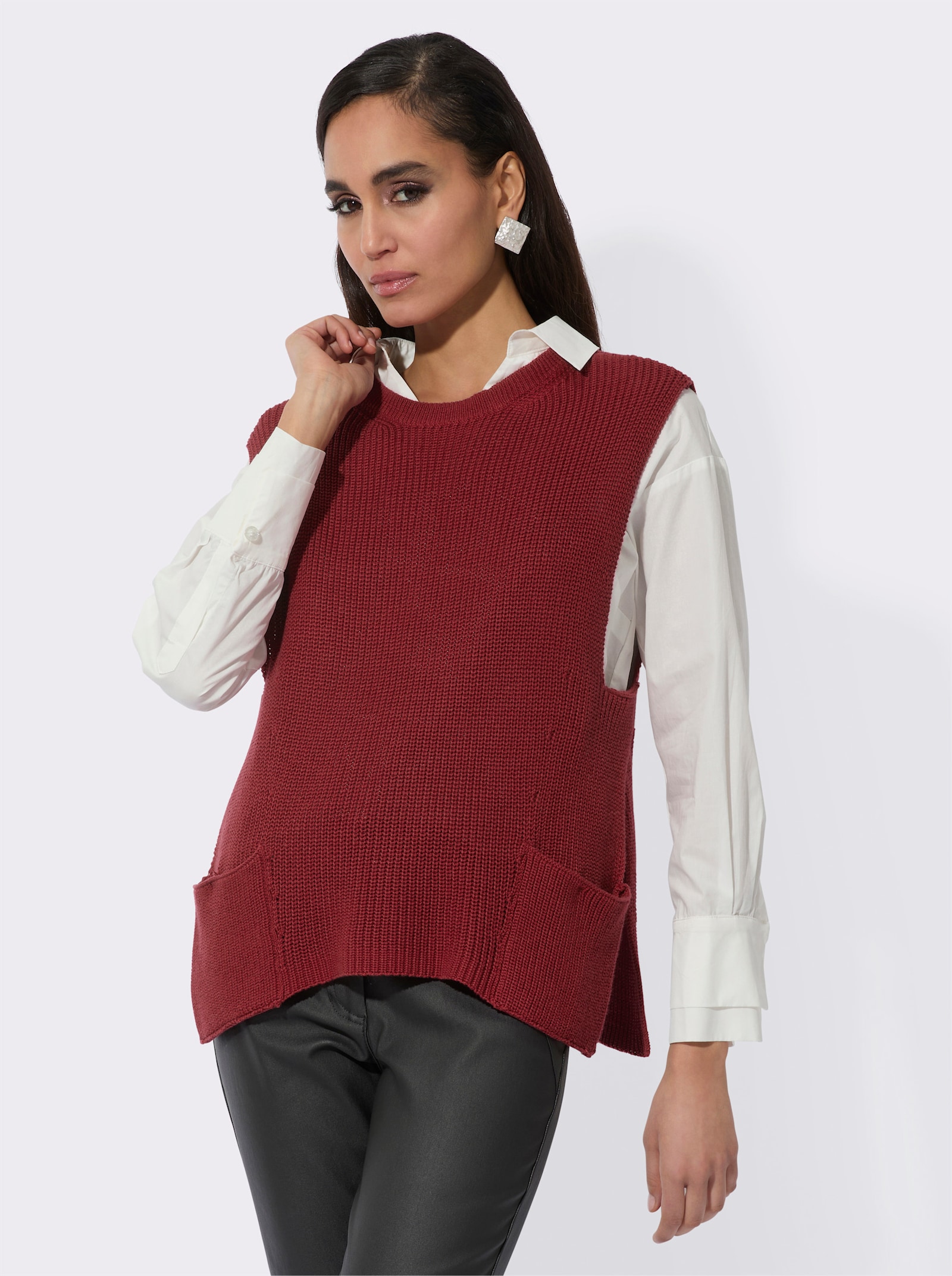 Pullunder mit aufgesetzten Taschen - kirsche