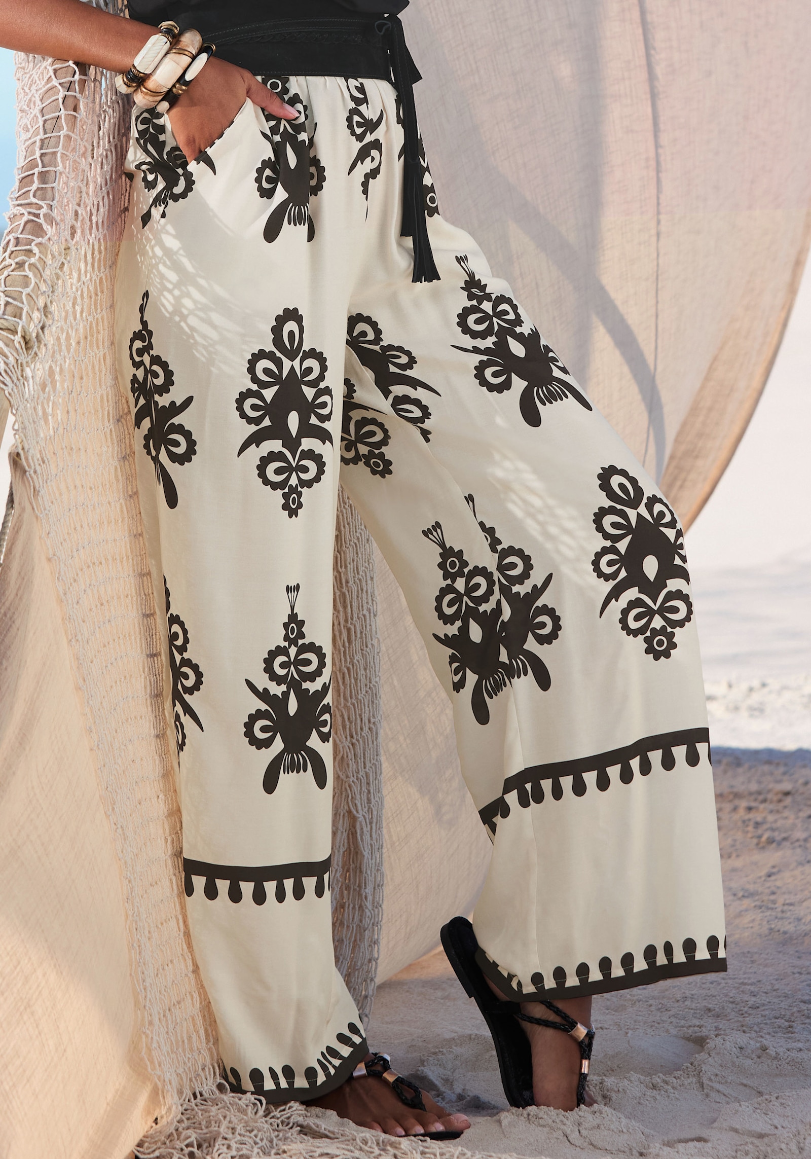 LASCANA Pantalon - sable-noir imprimé