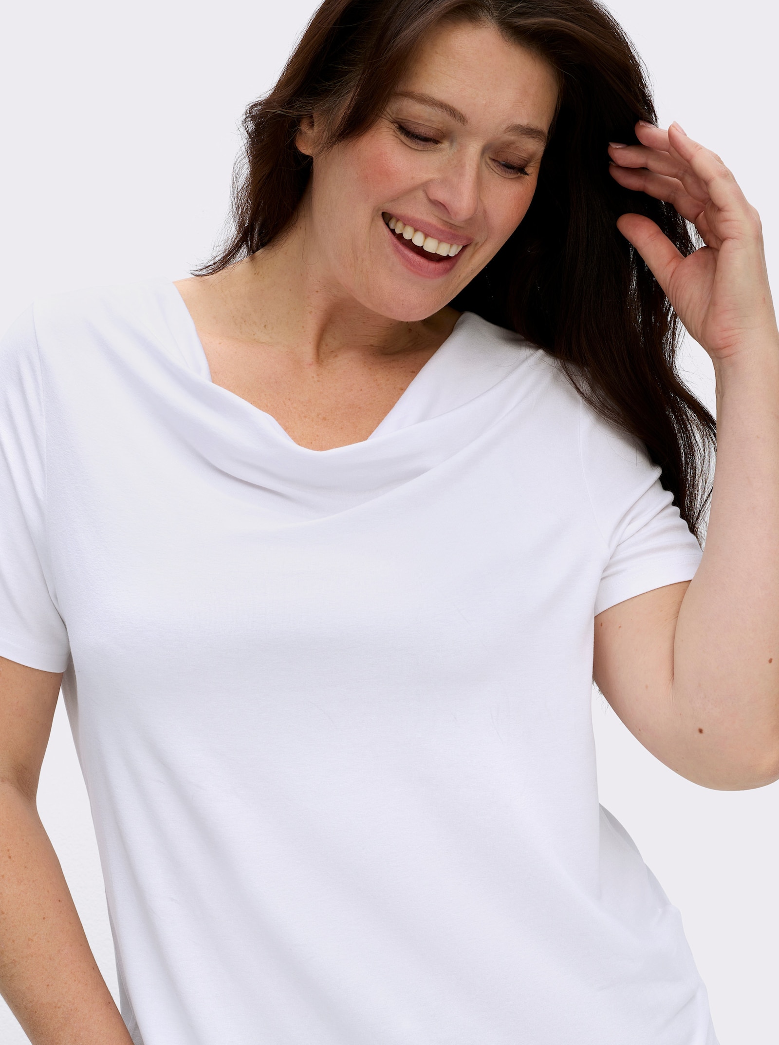 Wasserfallshirt mit kurzen Ärmeln - weiß