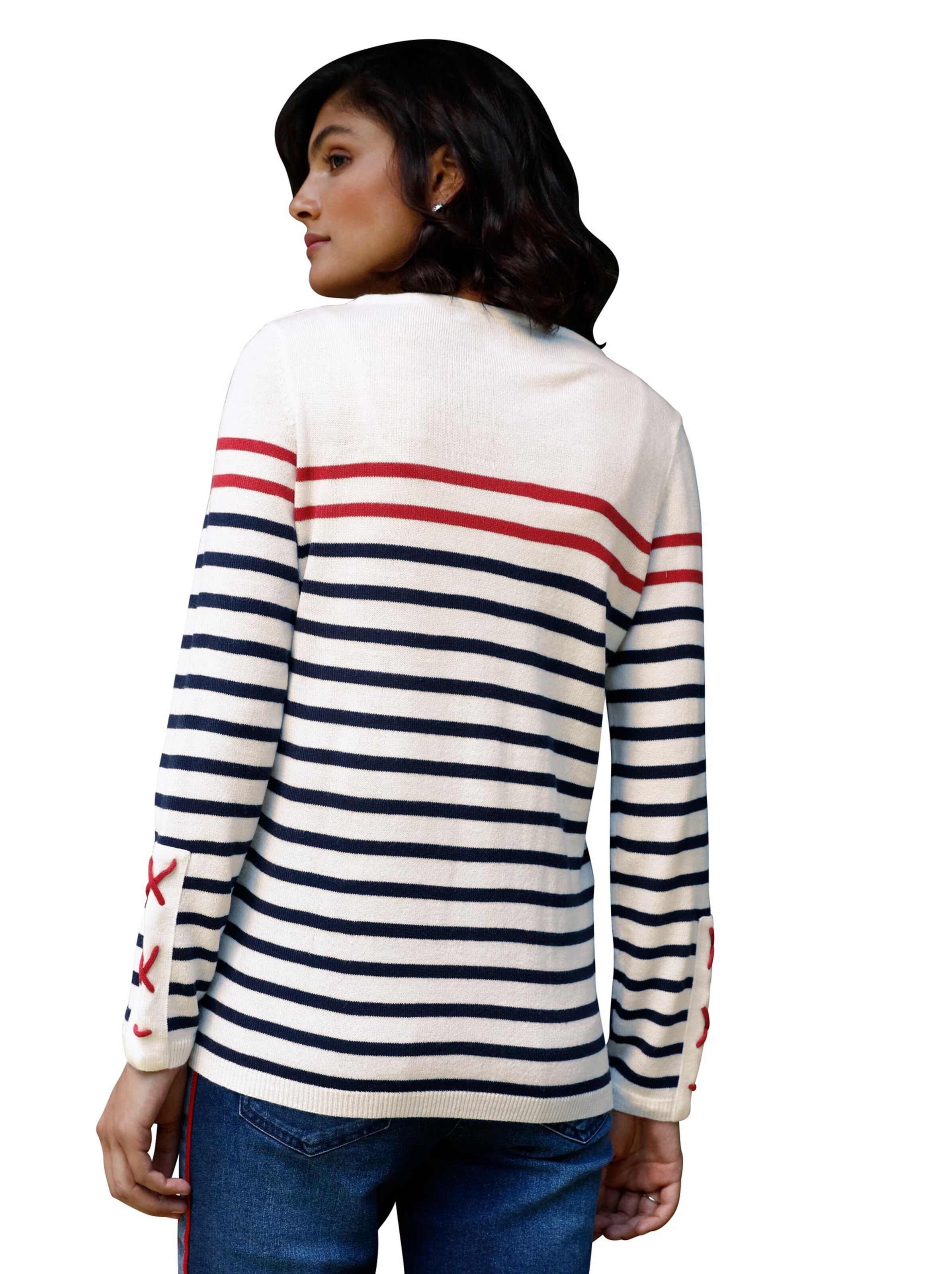 Pullover - marine-geringelt