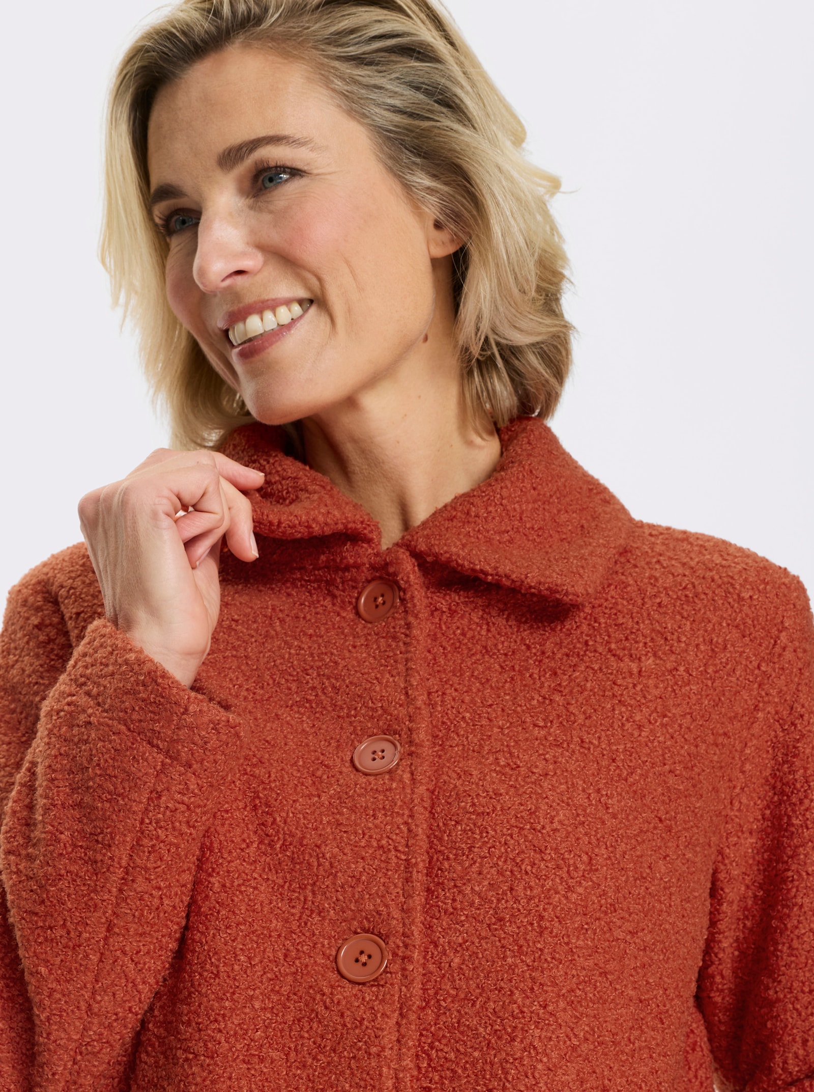 Boucléjack voor normale wintertemperaturen - roestrood