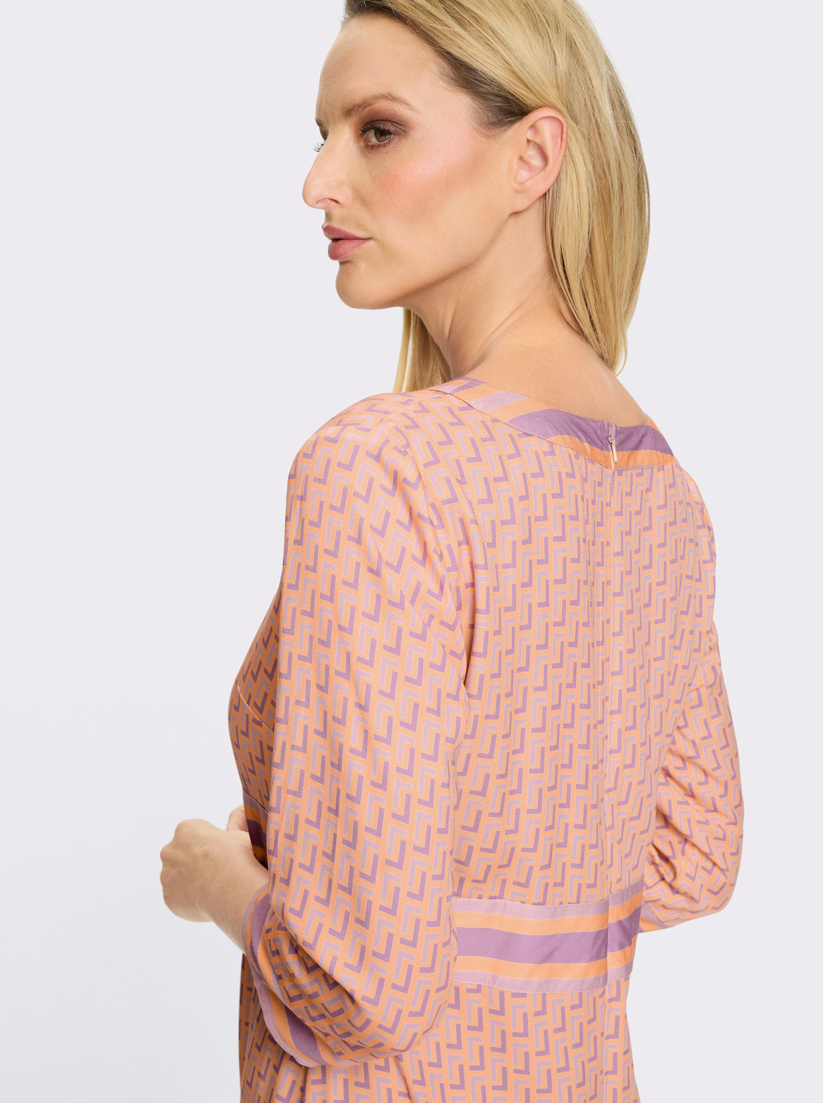 heine Webkleid - apricot-rosé-bedruckt