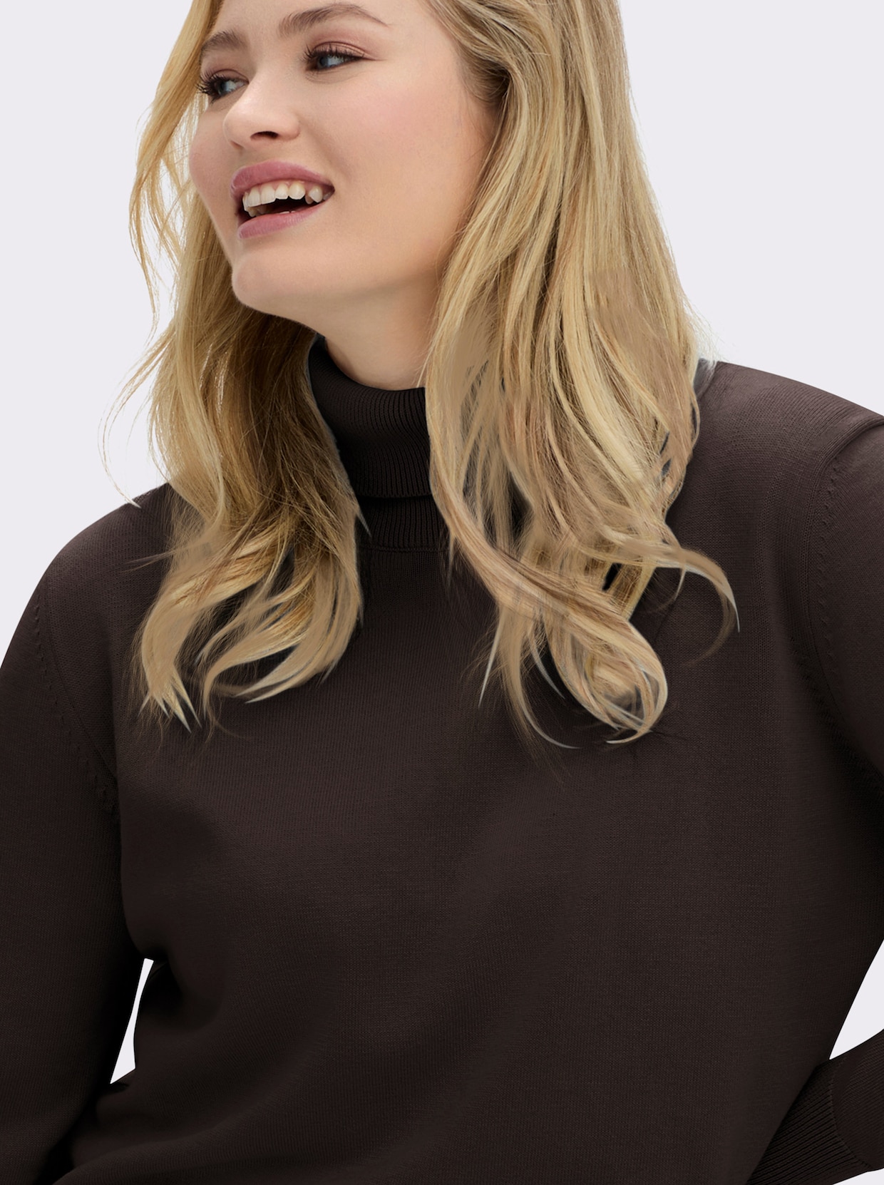 Rollkragenpullover aus reiner Baumwolle - braun