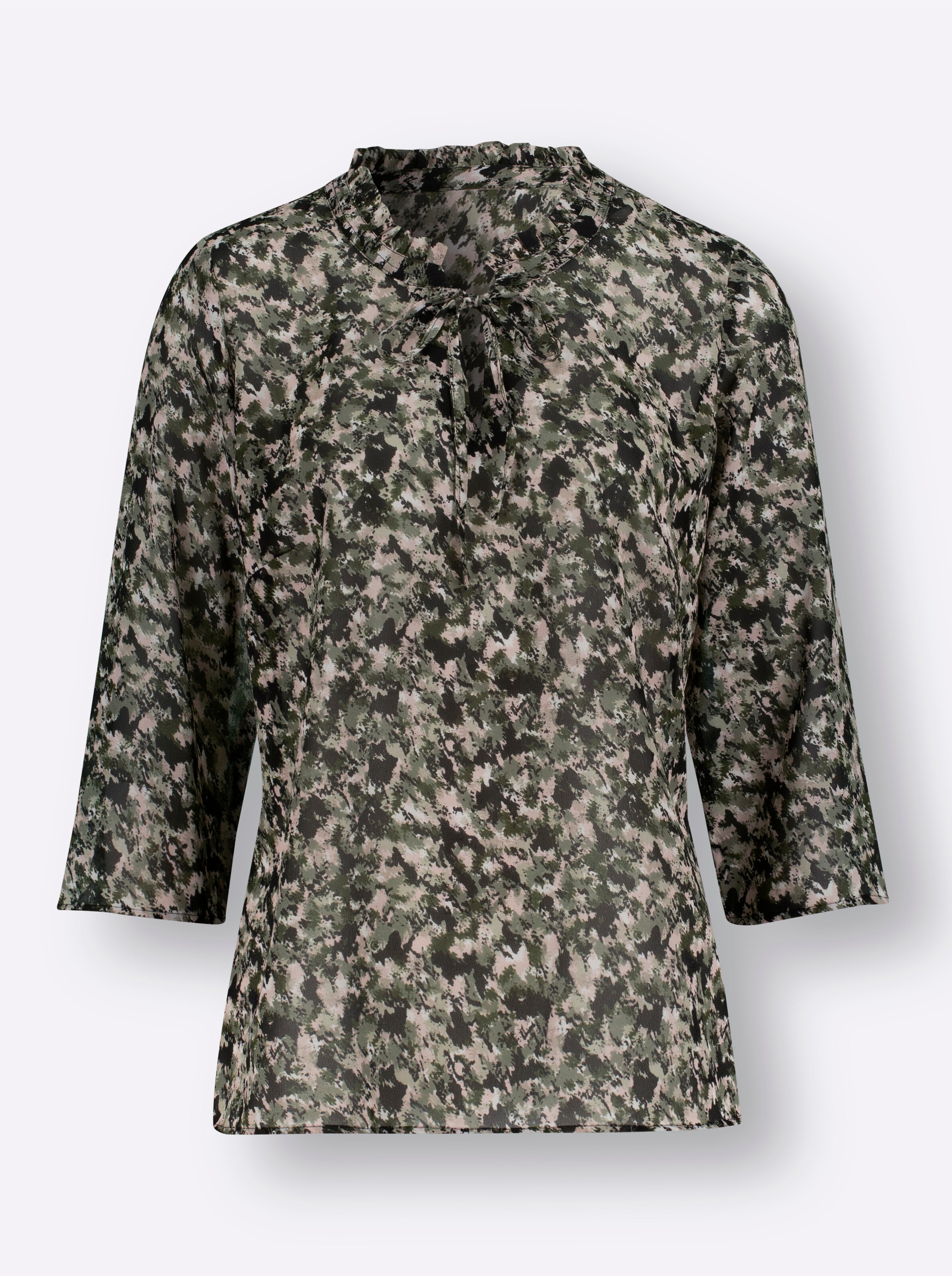 Witt Weiden Damen Schlupfbluse khaki schwarz bedruckt  - Onlineshop Witt Weiden
