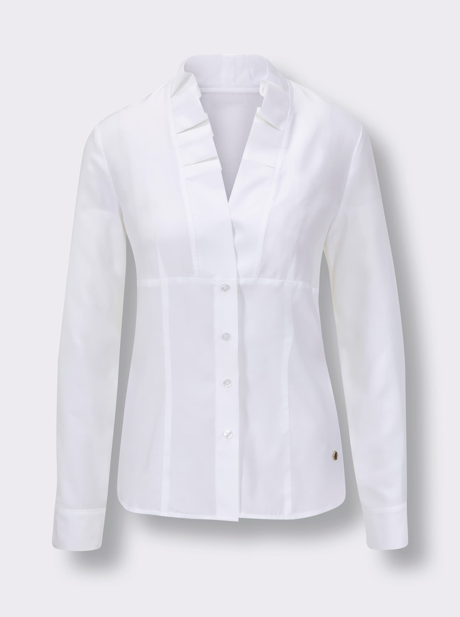 CREATION L PREMIUM Blouse met lange mouw en taillering - wit