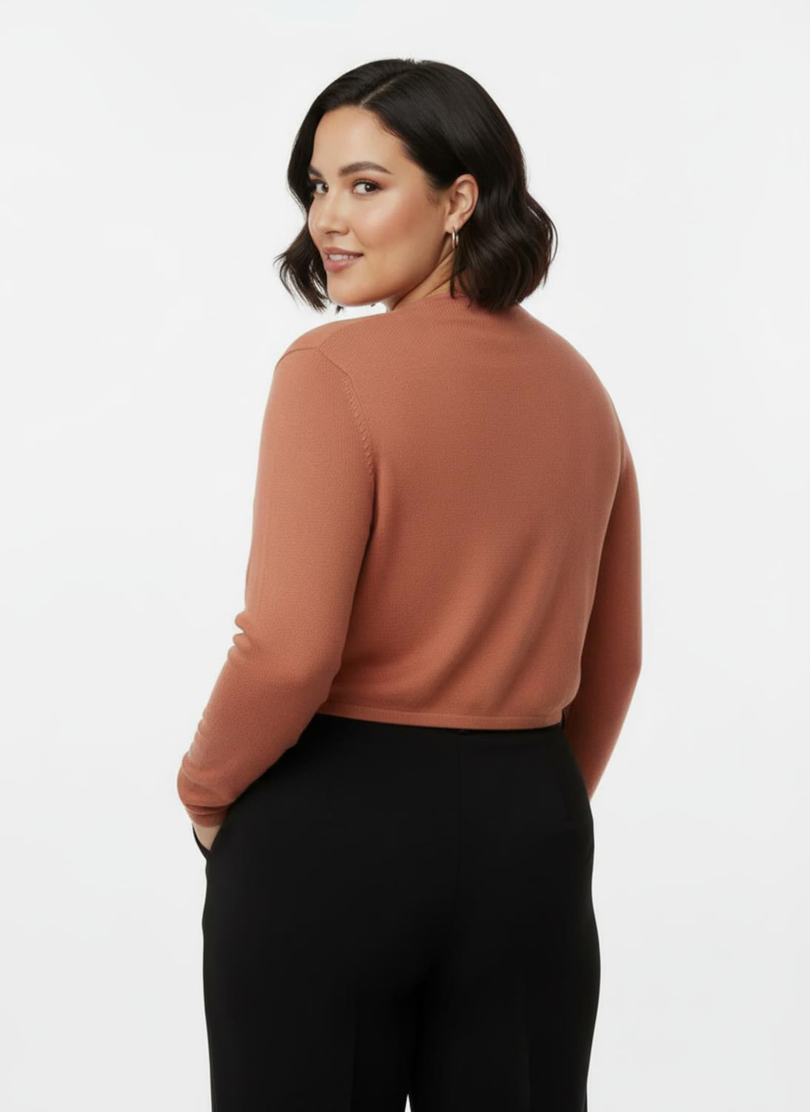 Bolero Feinstrick-Qualität, verschlusslos - papaya