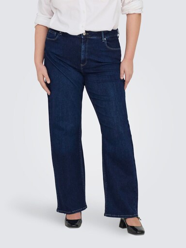 High-waist-Jeans - dark blue denim