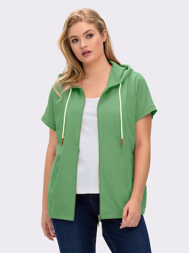Sweatjacke mit Nahttaschen - apfel