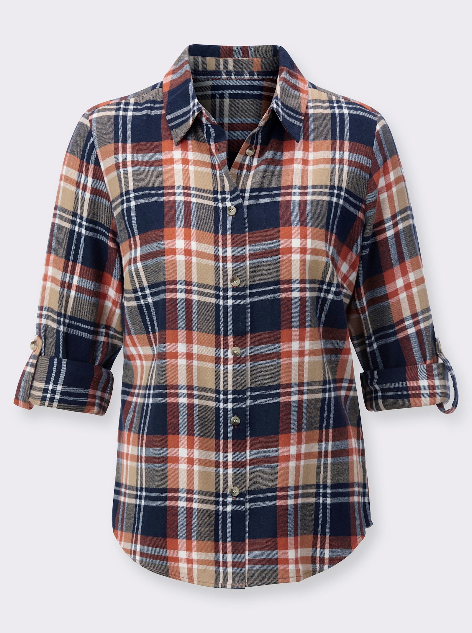Karobluse in Flanell-Qualität - marine-terra-kariert