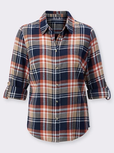 Flanellen blouse - marine/terra geruit