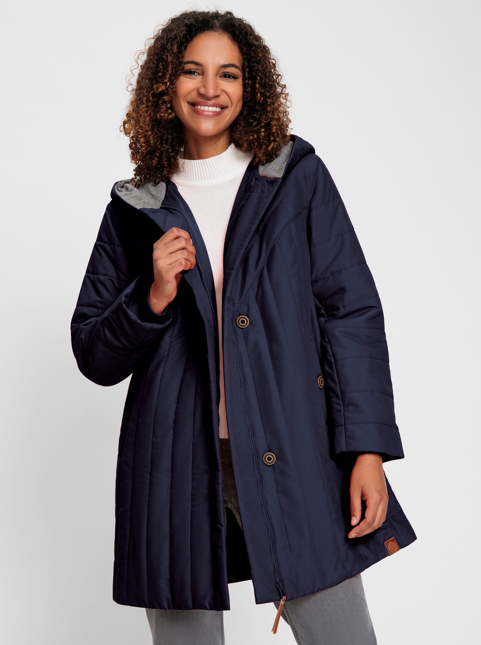  Jacke im Steppmuster-Mix, wärmend - marine-steingrau