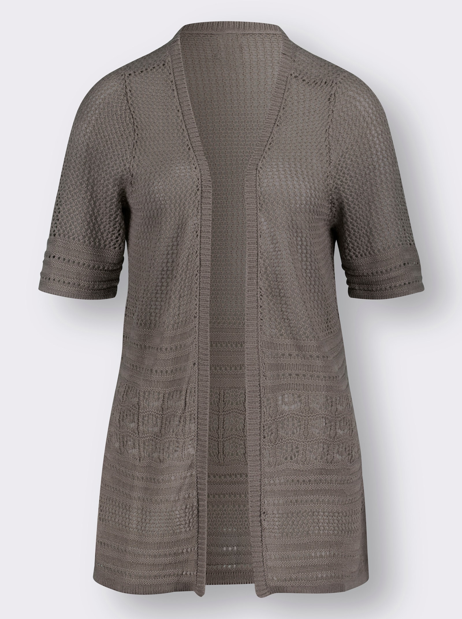 Ajourvest met korte mouwen - taupe