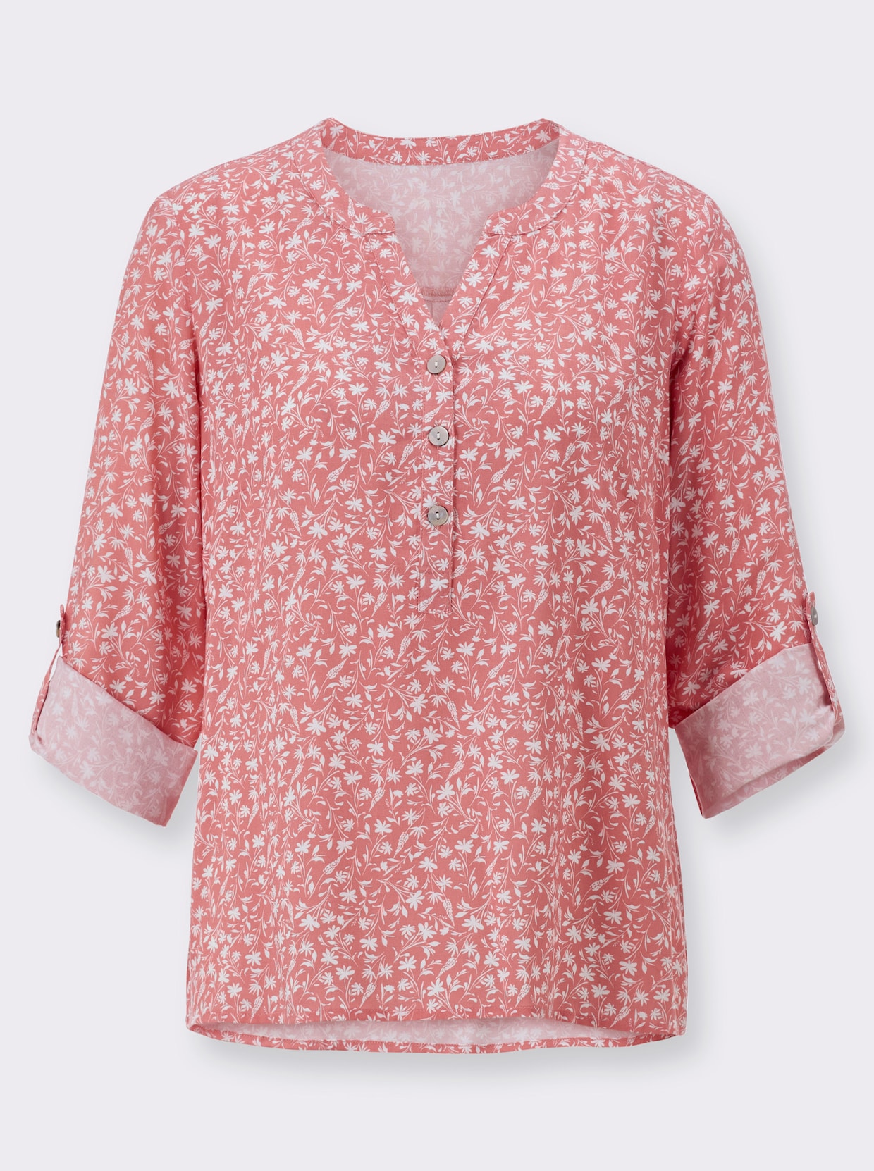 Blouse met lange mouwen - flamingo/wit bedrukt