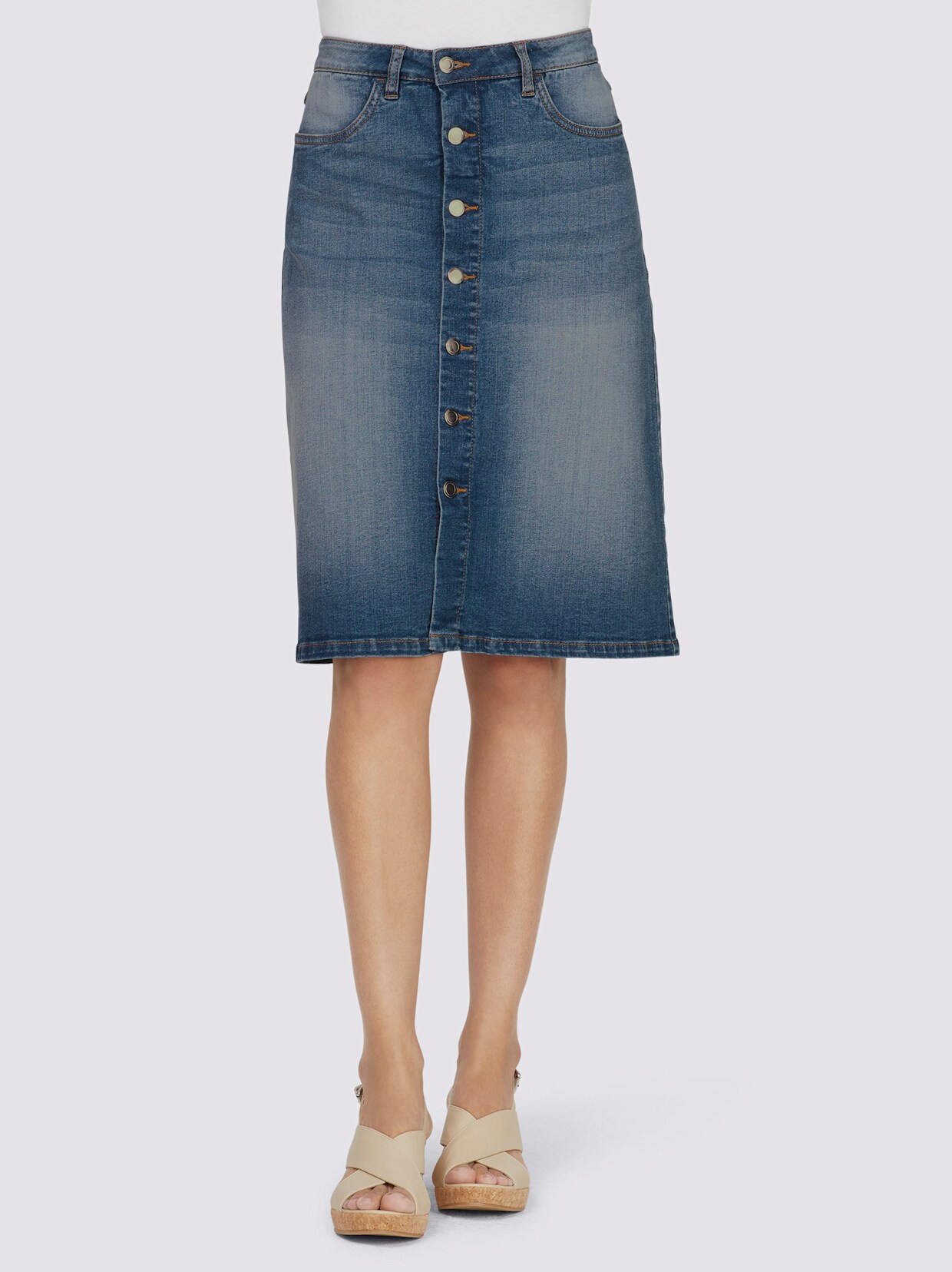 heine Jeans-Rock - blue-stone-washed