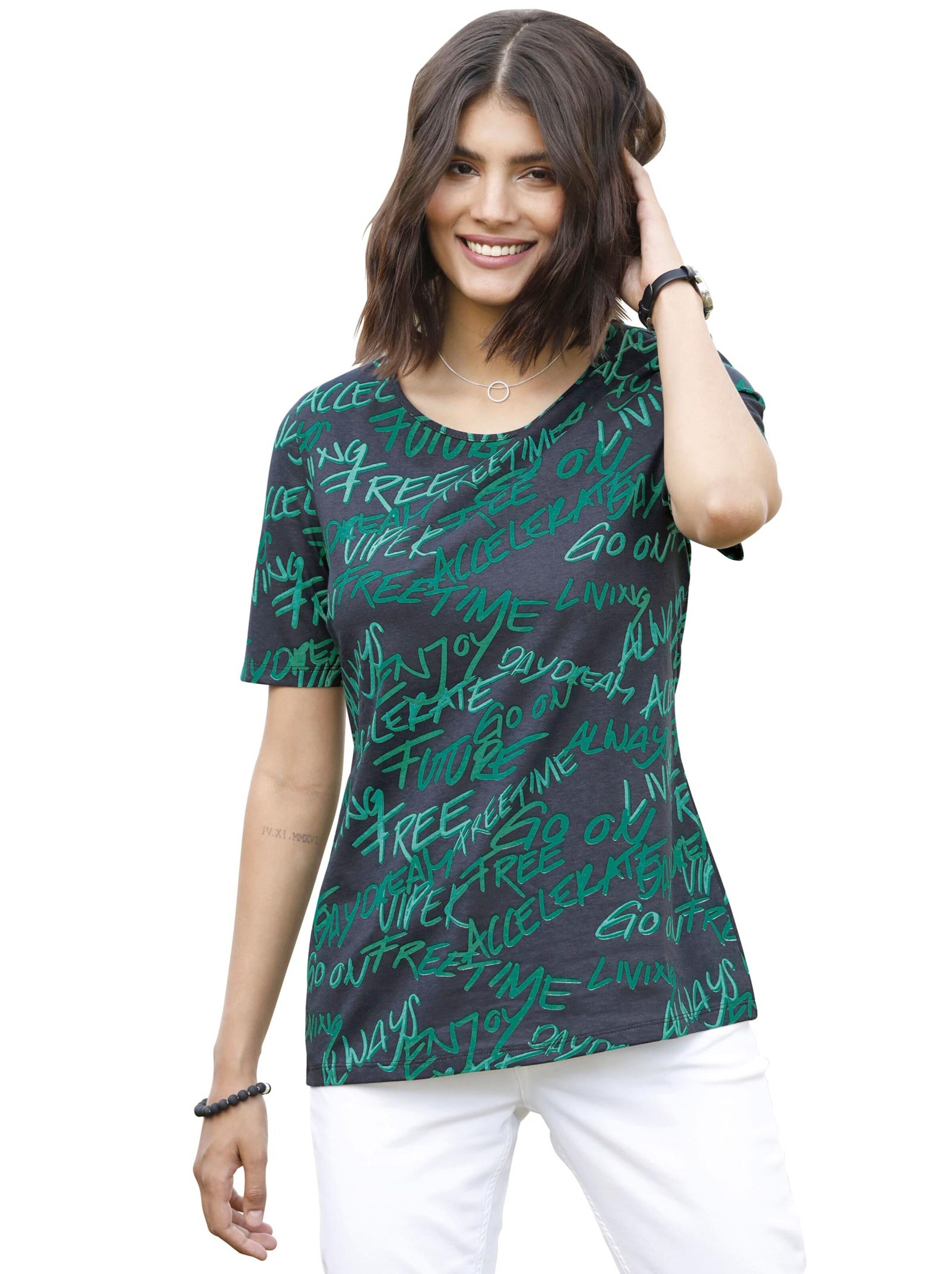 Shirt - smaragd-gemustert