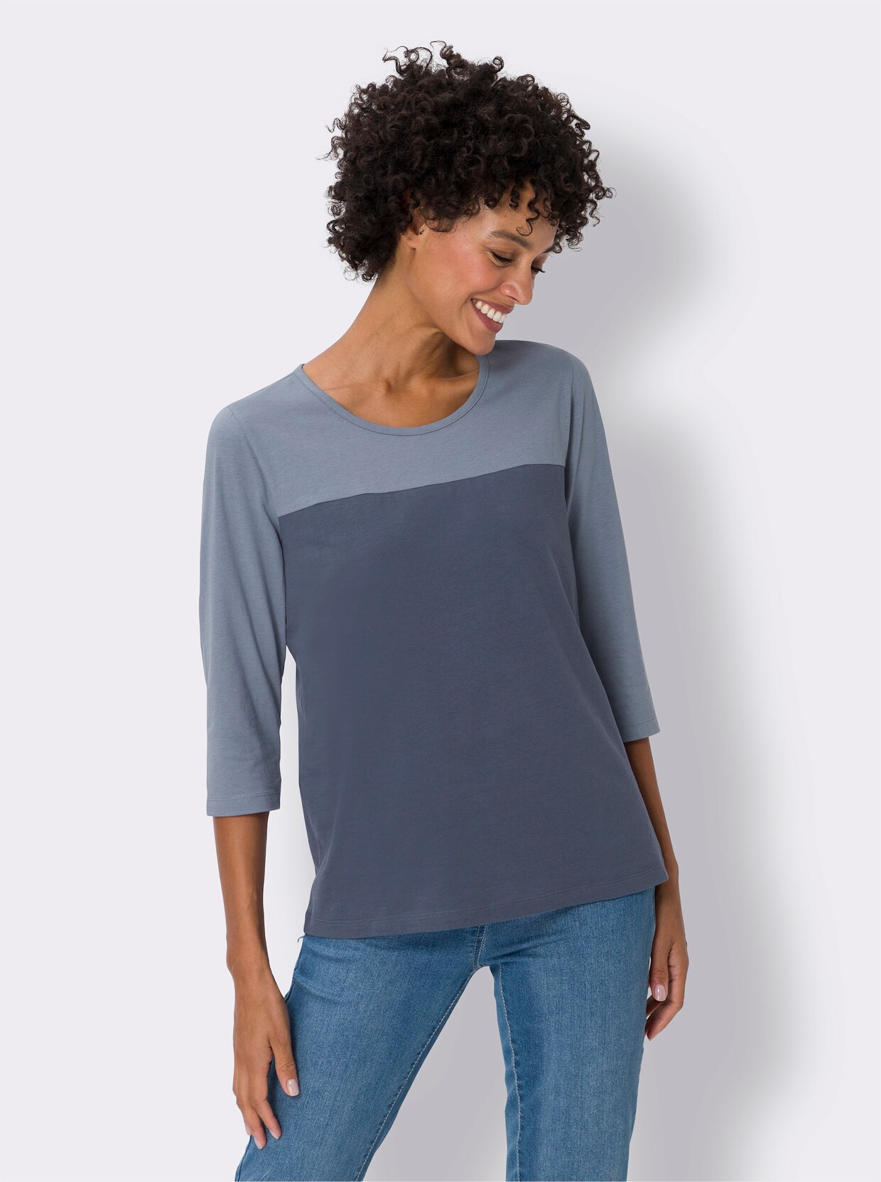 3/4-Arm-Shirt - taubenblau-rauchblau