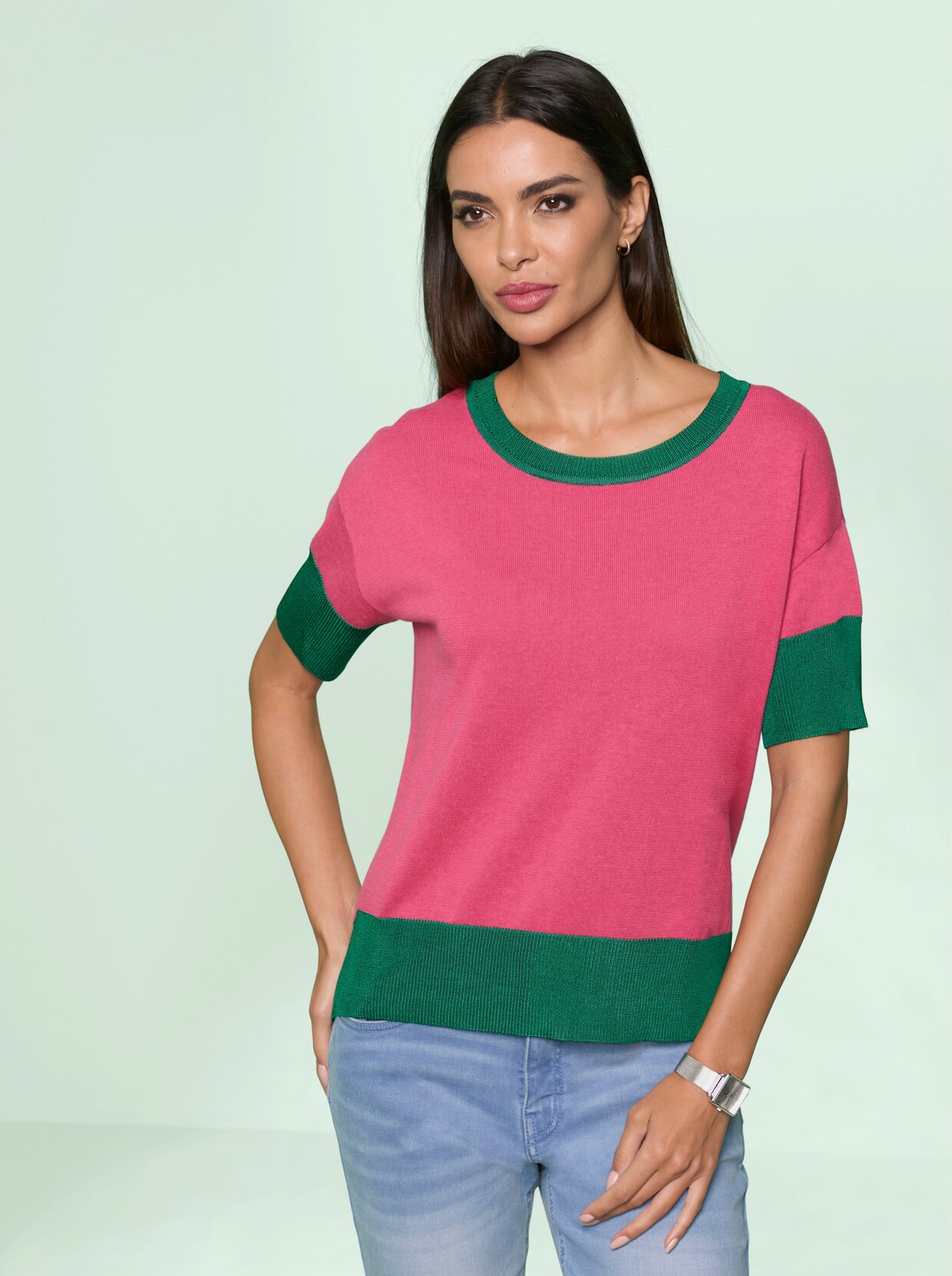 heine Pullover - fuchsia-grün