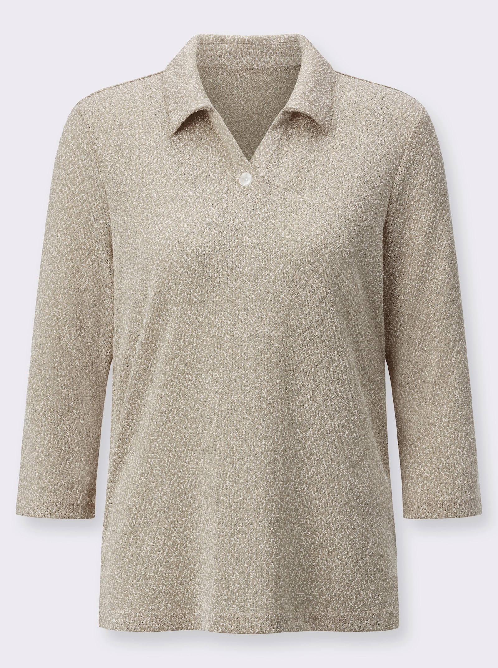 Poloshirt in melierter Bouclé-Qualität - sesam-meliert