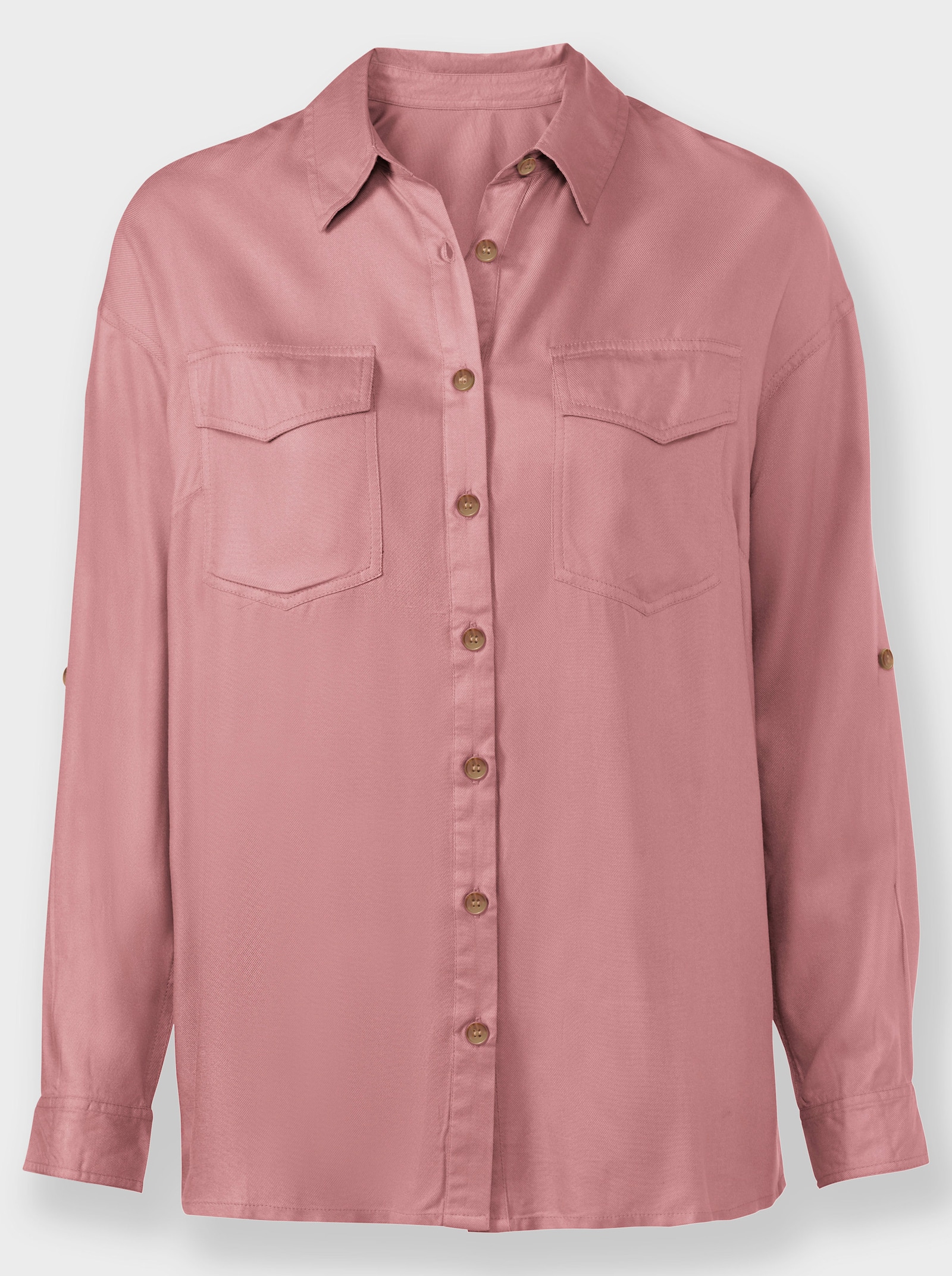 Hemdbluse aus reiner Viskose - rosenquarz