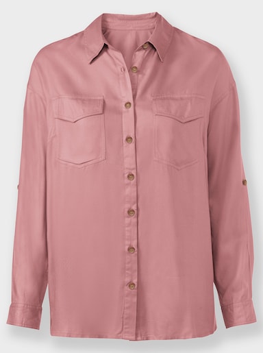 Hemdbluse aus reiner Viskose - rosenquarz