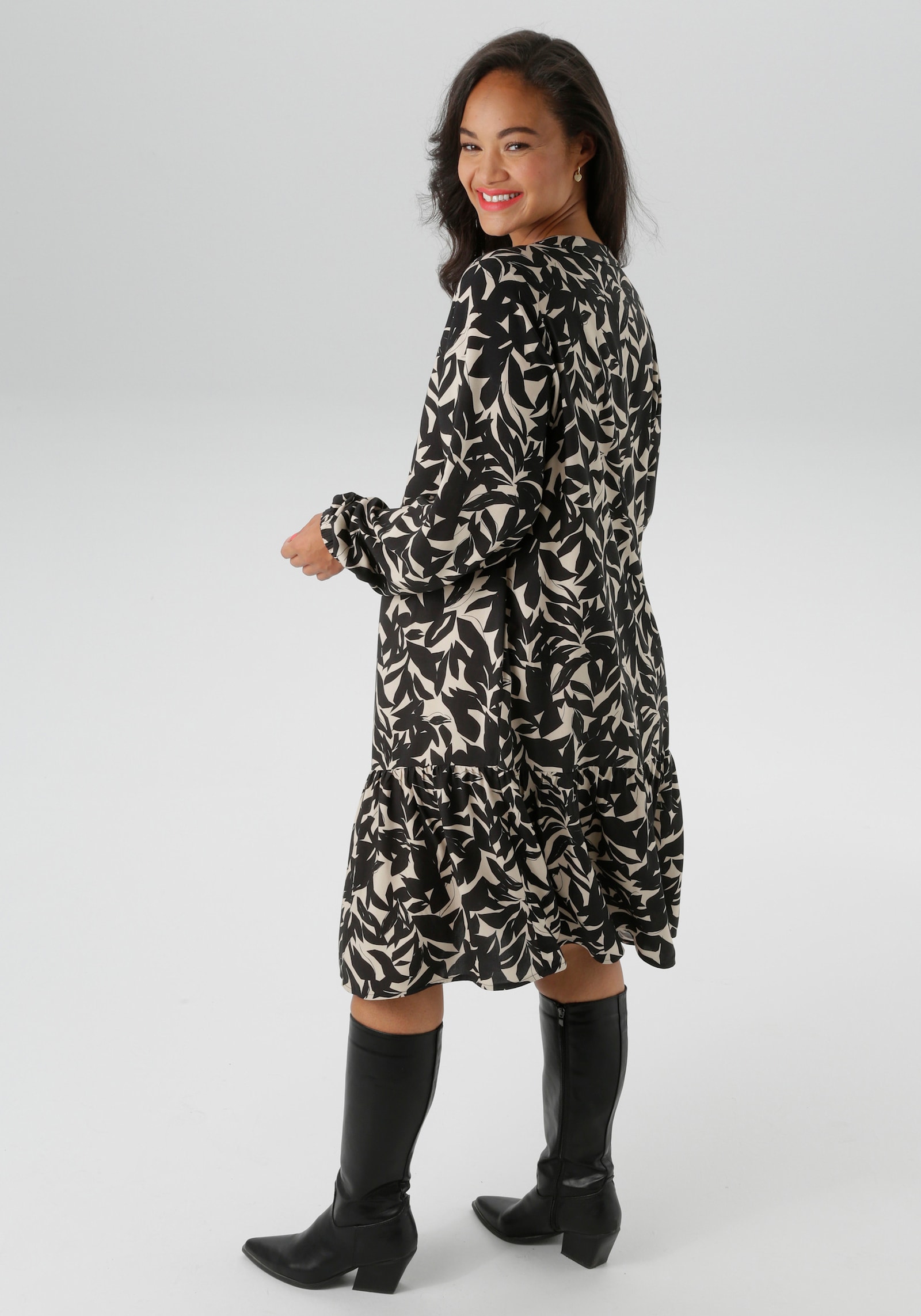 Aniston PLUS Tunikakleid - schwarz-beige