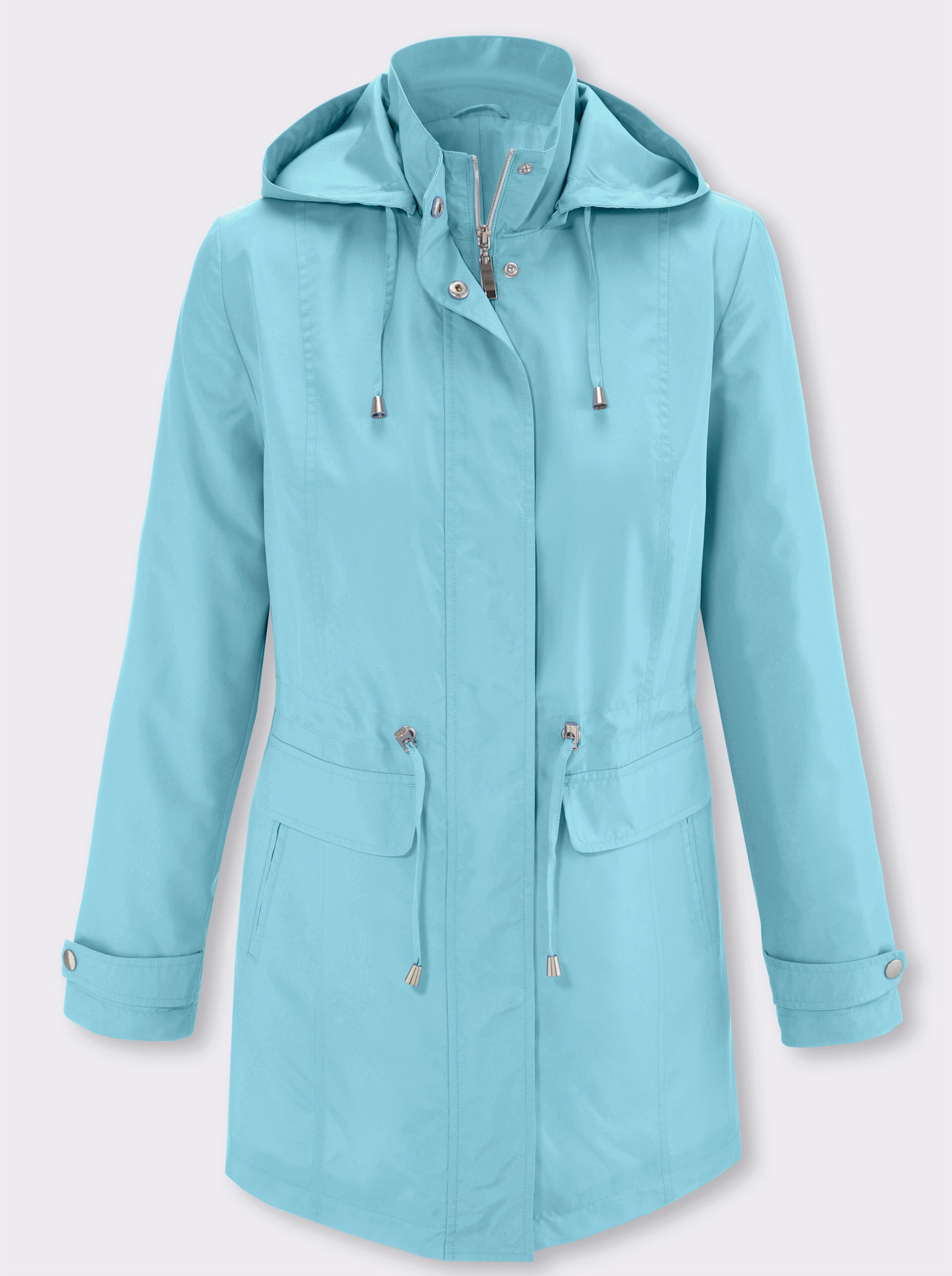 Jacke mit regulierbarer Kapuze und Taille - aquamarin