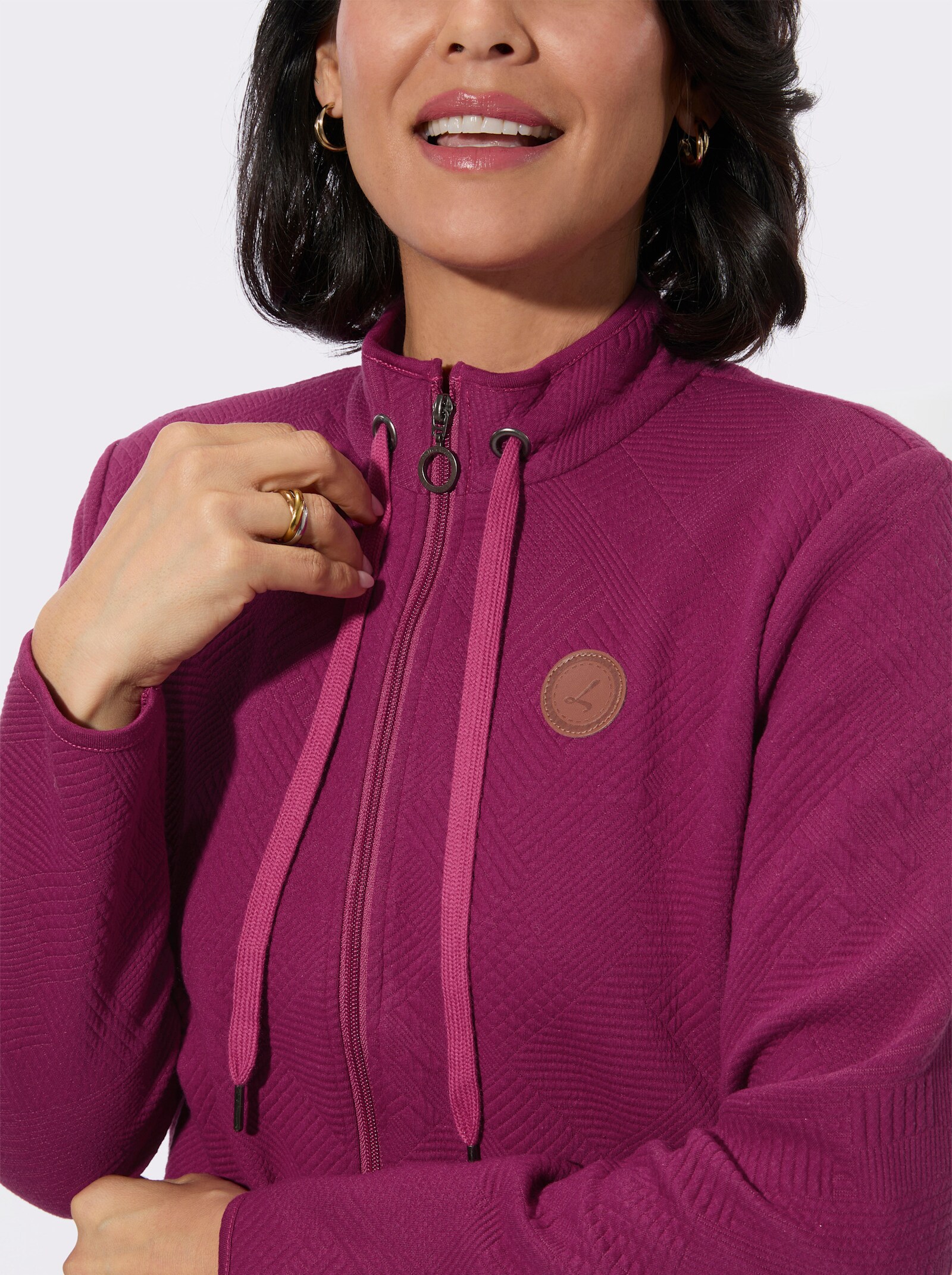 Shirtjacke im Jacquard-Mustermix - malve