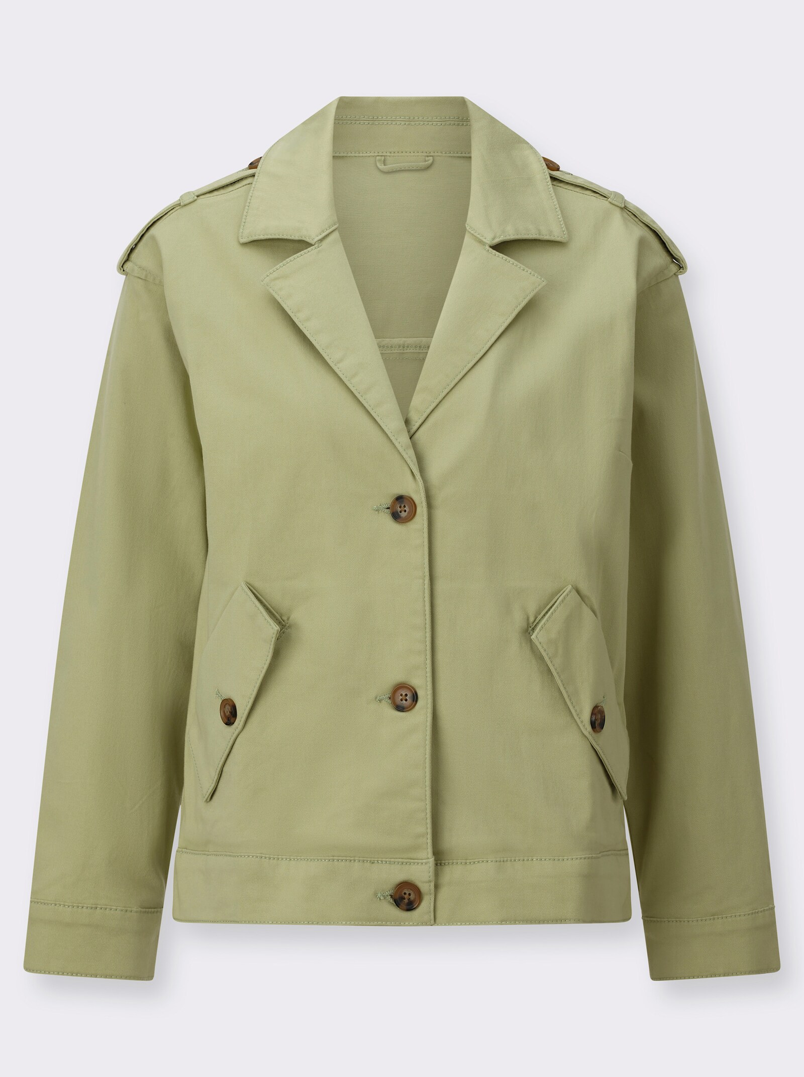 Jeansjacke mit Pattentaschen - lindgrün