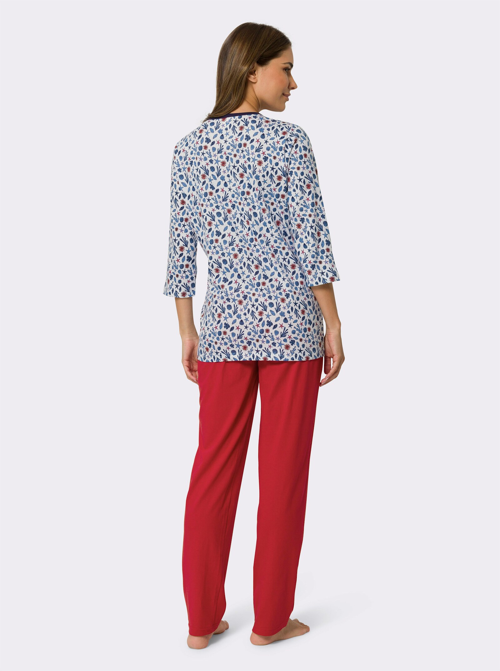 Pyžamo s námořnickým vzorem - námořnická modrá-červená-potisk