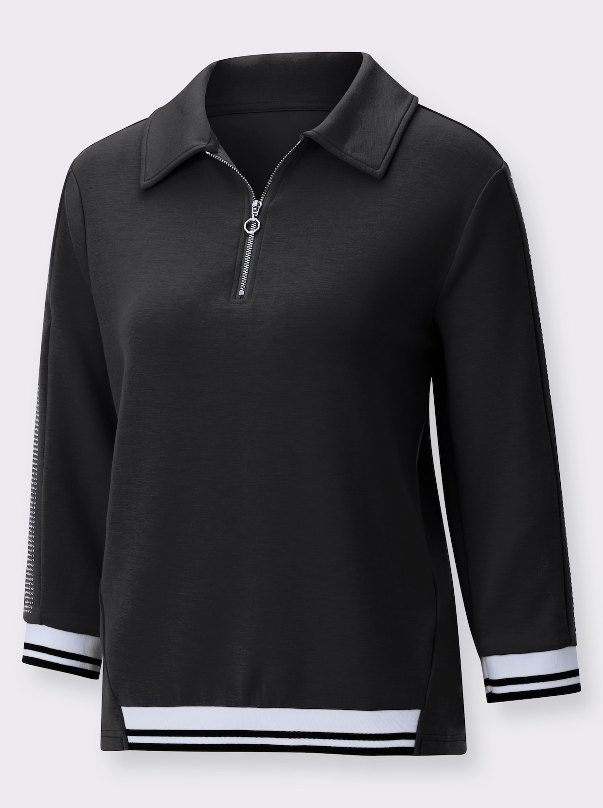 Langarm-Poloshirt - schwarz