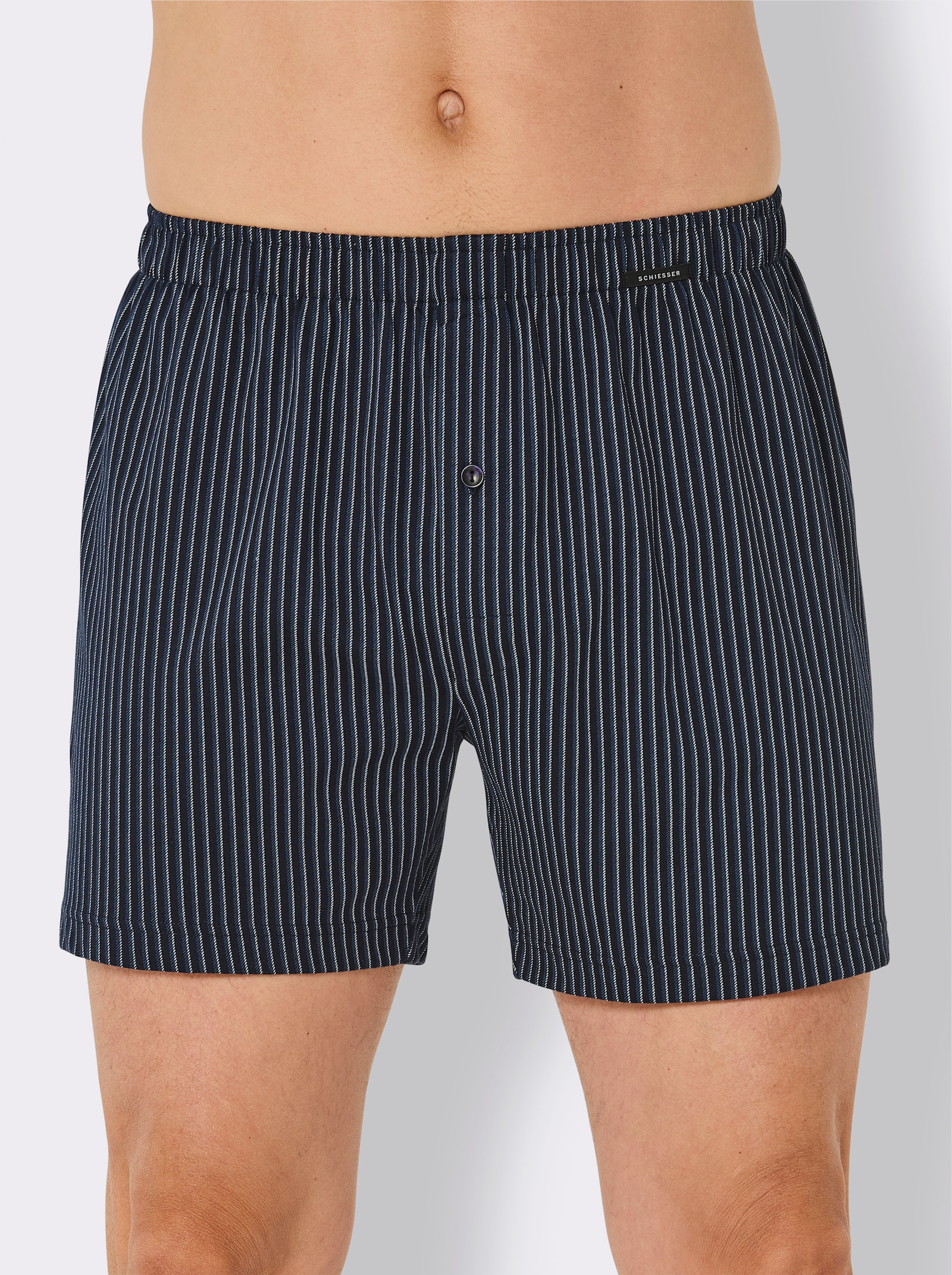 Schiesser Boxershorts mit Streifen - marine + marine-weiß-gestreift
