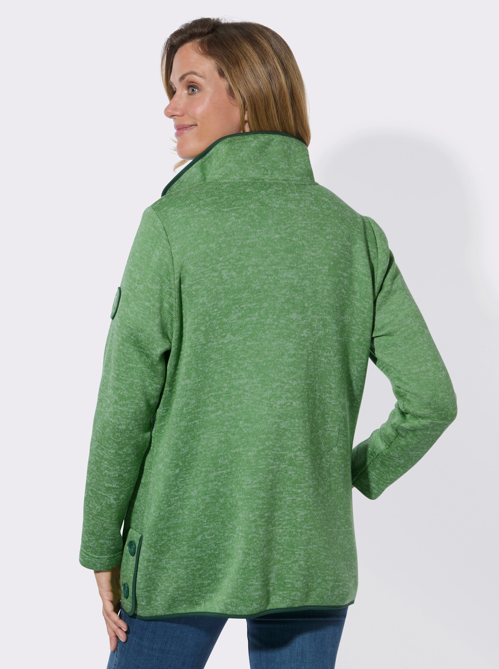 Fleecejacke mit hohen Seitenschlitzen - apfel-meliert