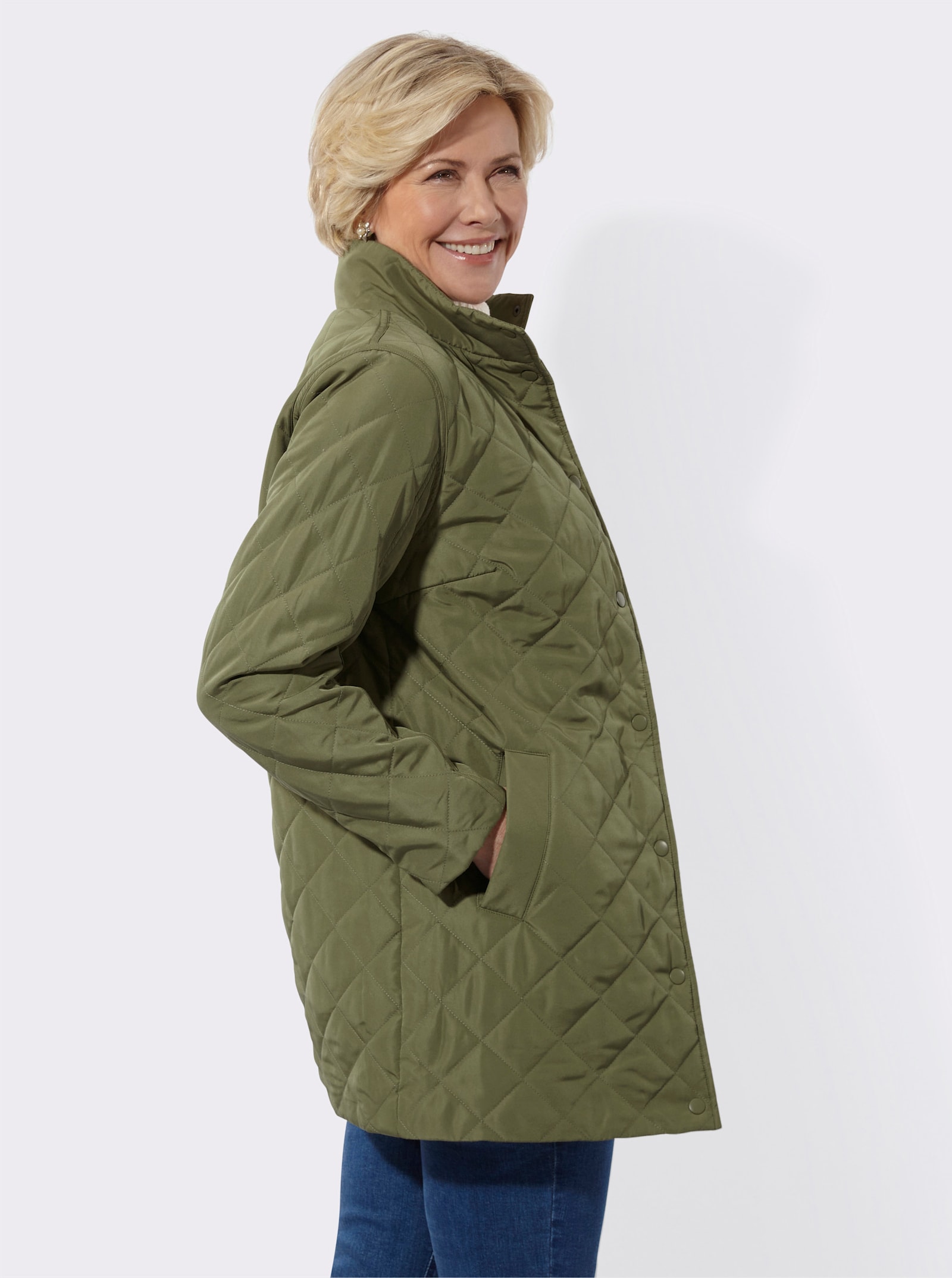 Steppjacke in Longform - oliv