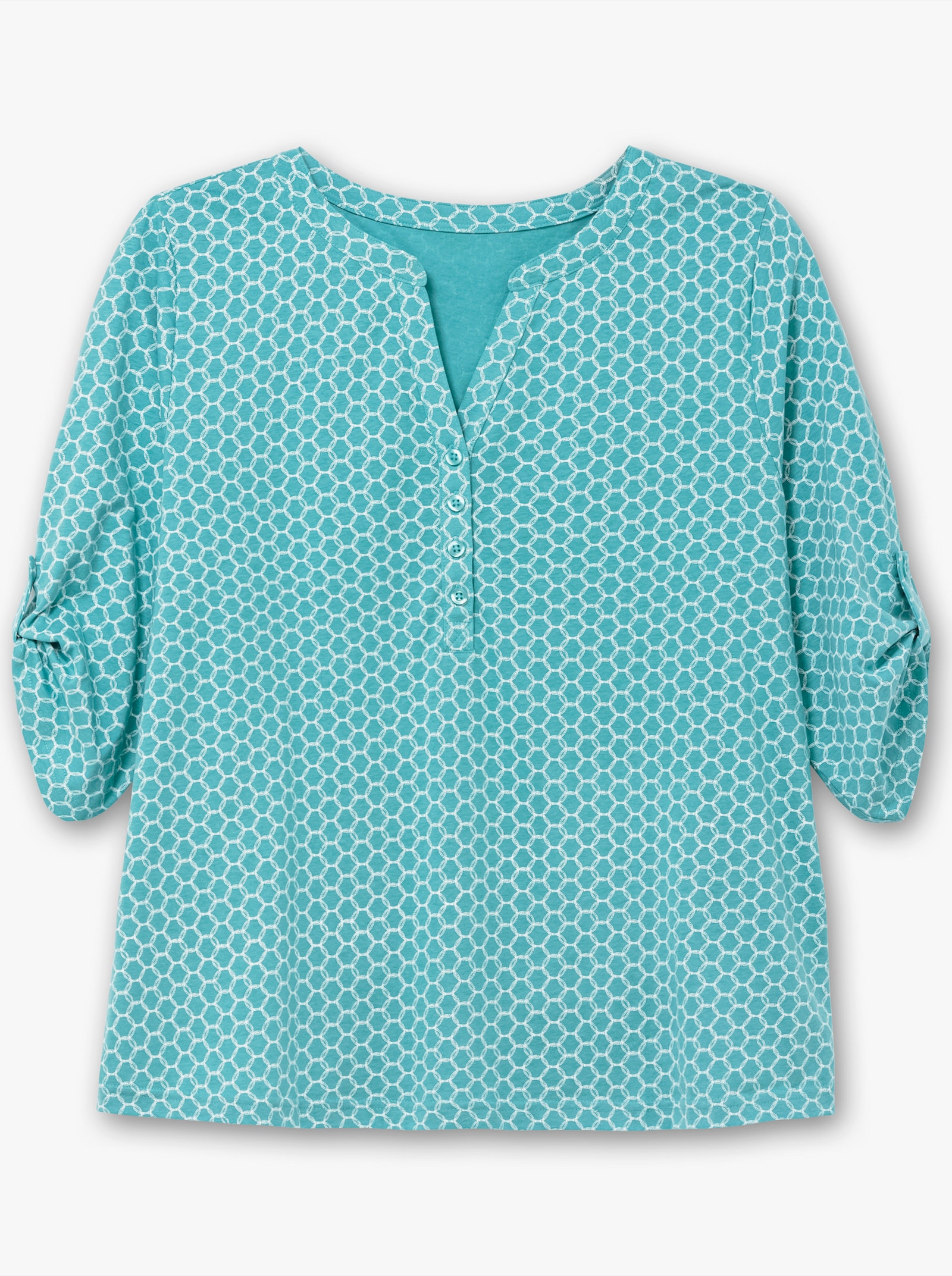3/4-Arm-Shirt mit krempelbaren Ärmeln - ozean-bedruckt
