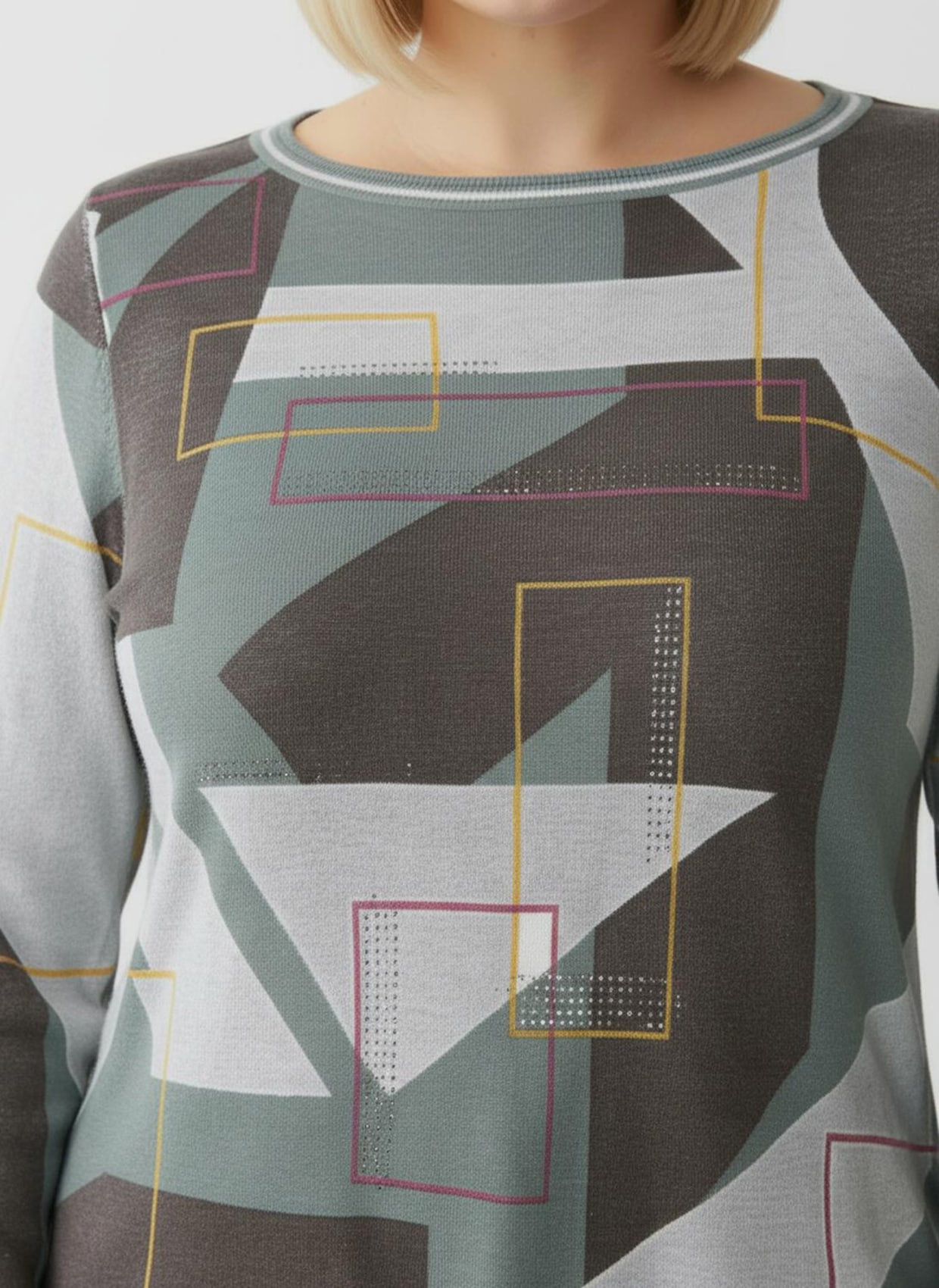 Pullover - ecru-graphit-gemustert