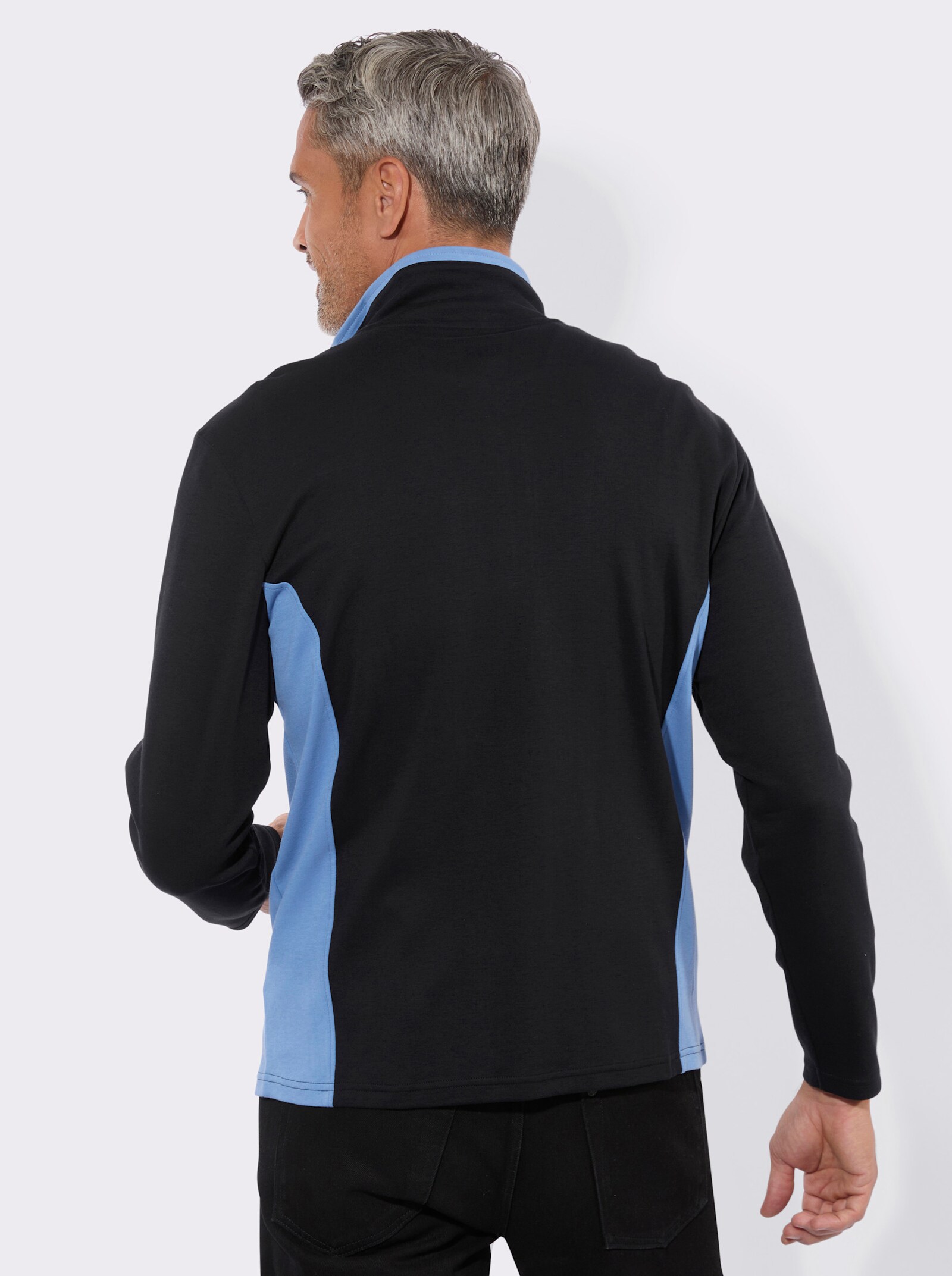 Sweatjacke mit Kontrasten - schwarz-mittelblau