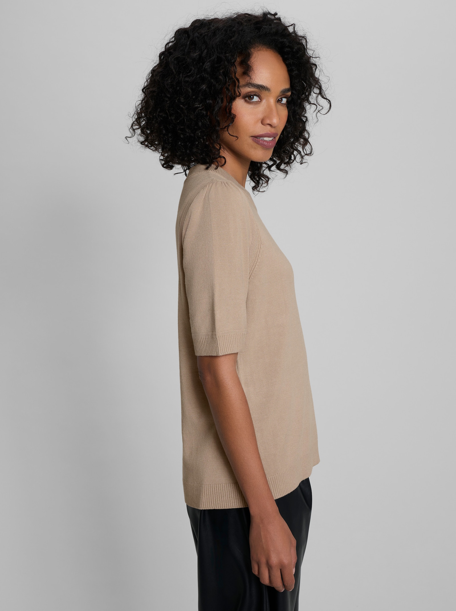 heine Kurzarmpullover mit Puffärmeln - beige