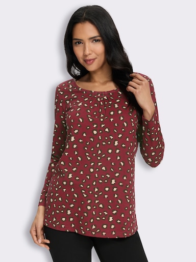 Langarmshirt mit Animalmuster - bordeaux-schoko-bedruckt