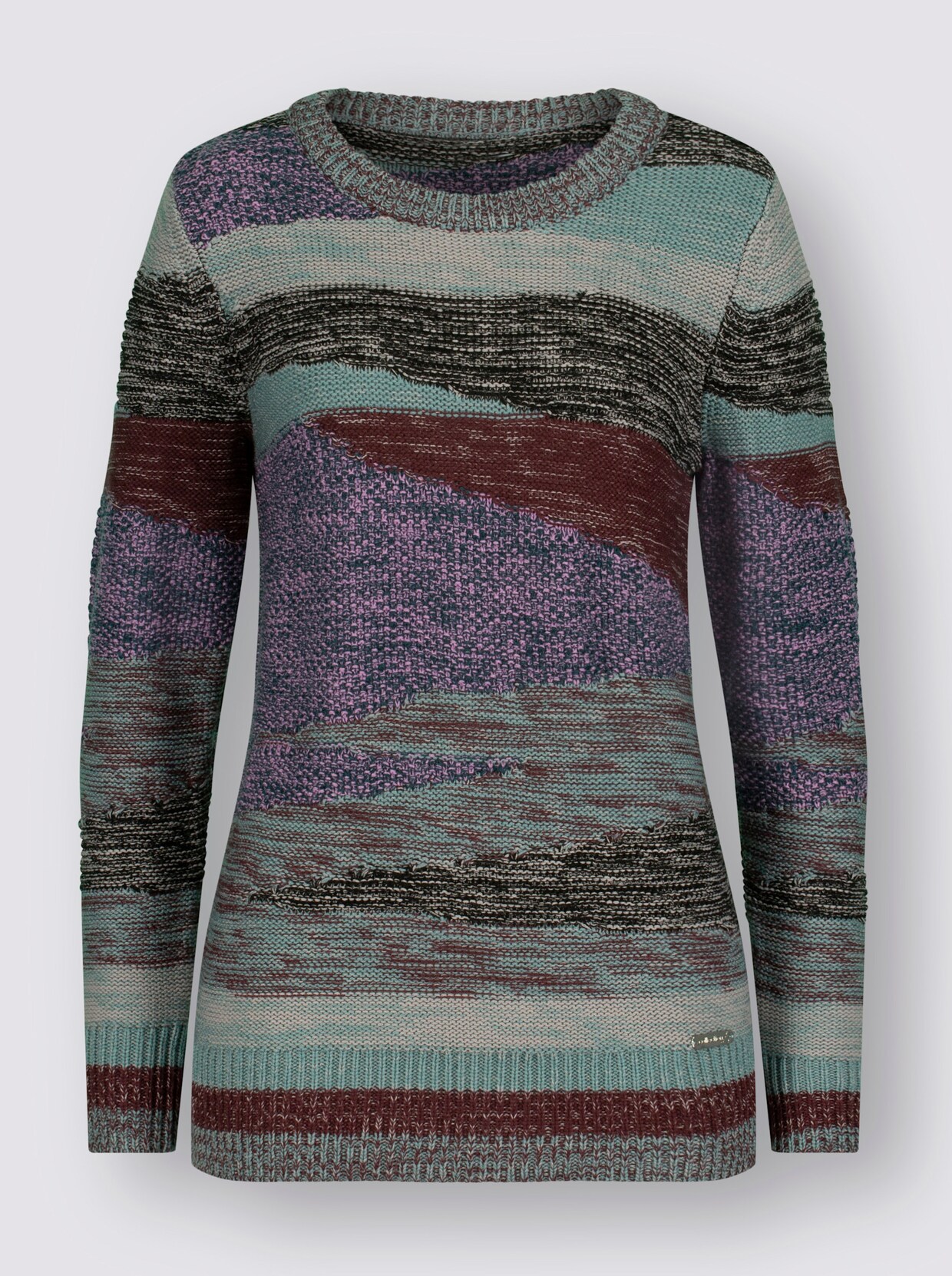 Strickpullover - jade-steingrau-gemustert