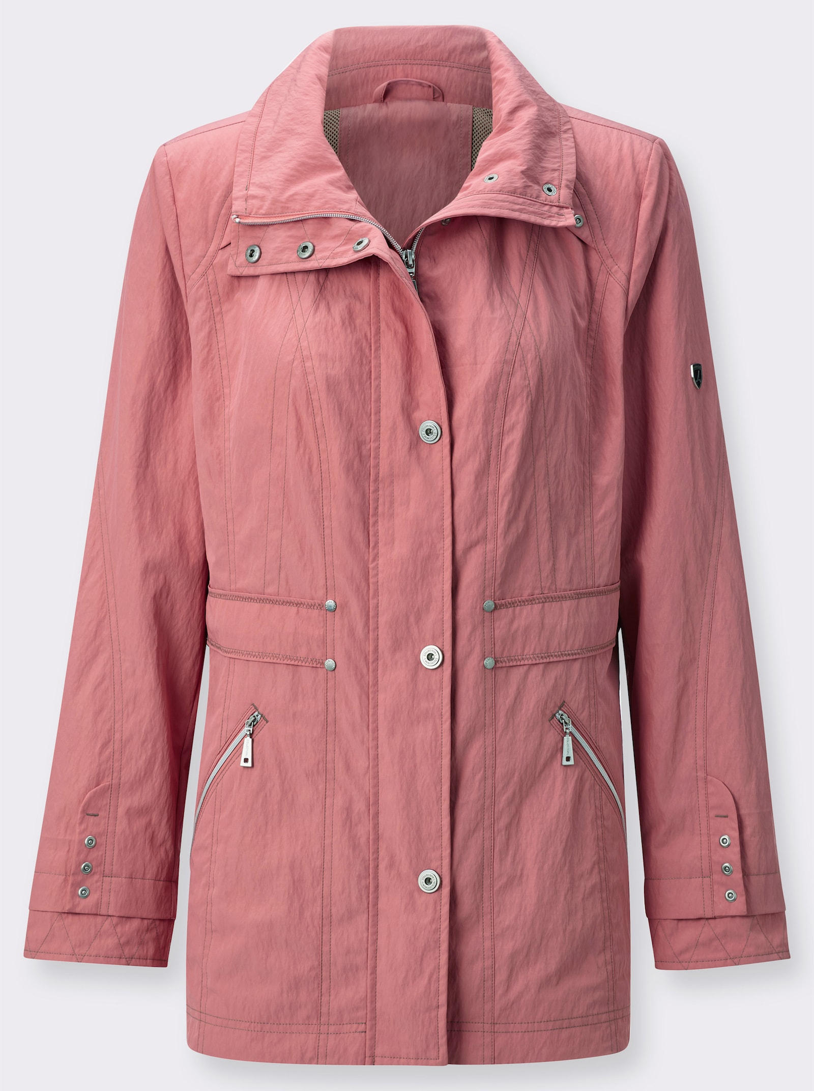 Outdoorjacke mit knöpfbarer Innentasche - flamingo