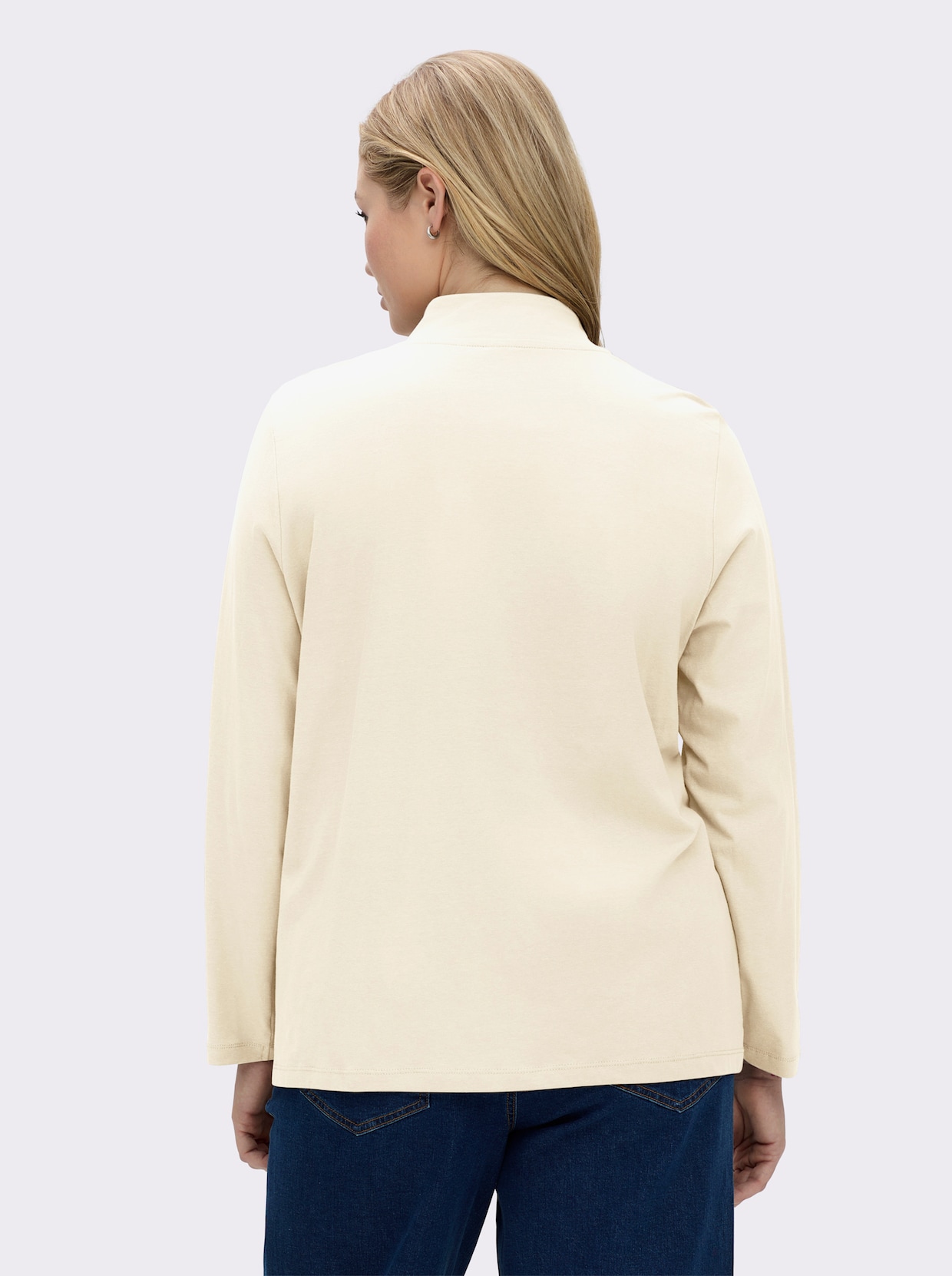 Stehkragenshirt mit Schmuckknöpfen - champagner